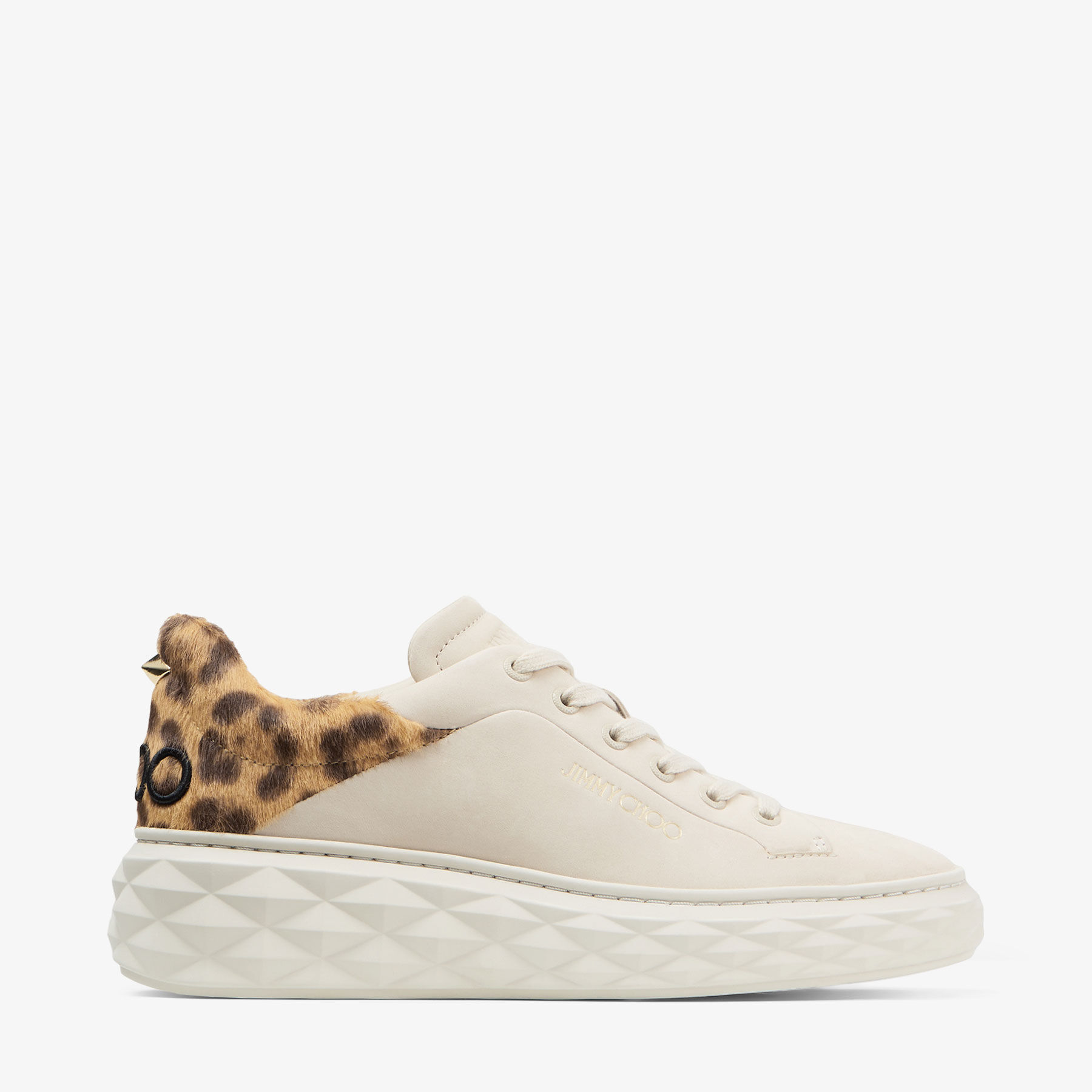 Diamond Maxi F II Chalk Leopard Print Leather Trainers