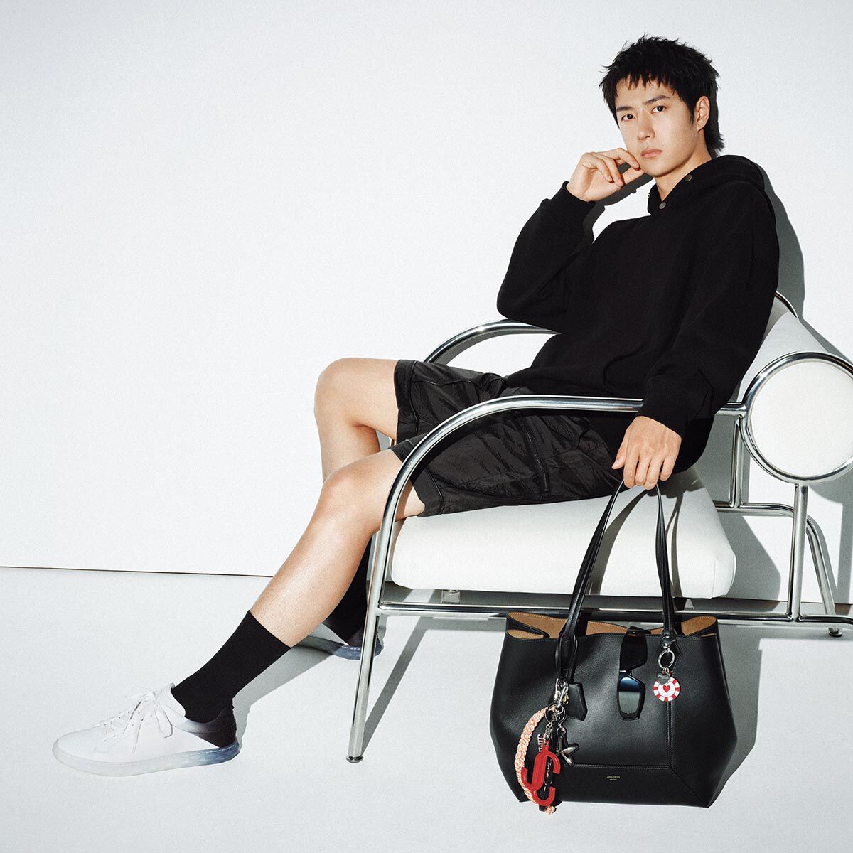 Diamond Light M II  White and Black Leather Mix Low-Top Trainers