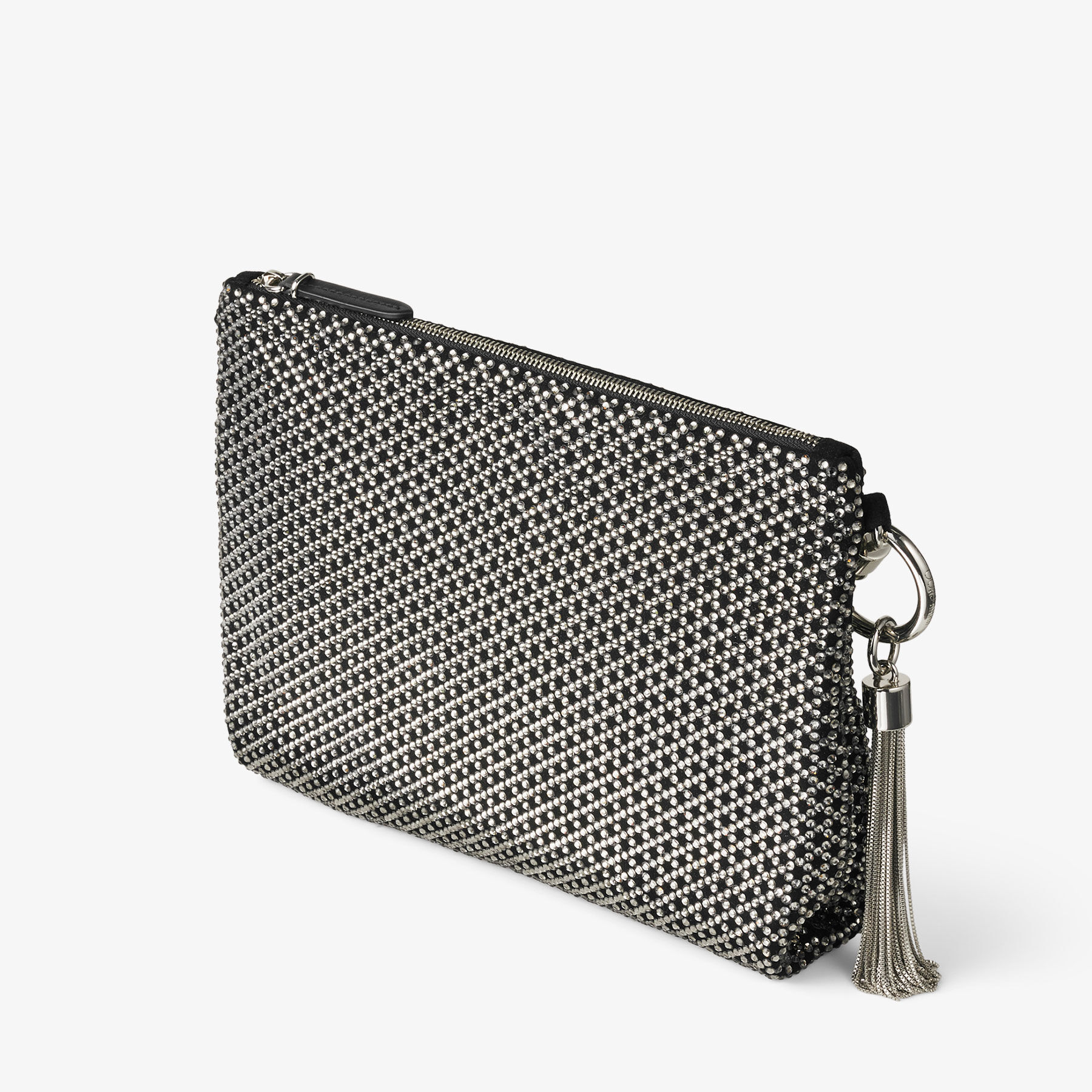 Callie Black Diamond Motif Crystal Hotfix on Suede Clutch Bag