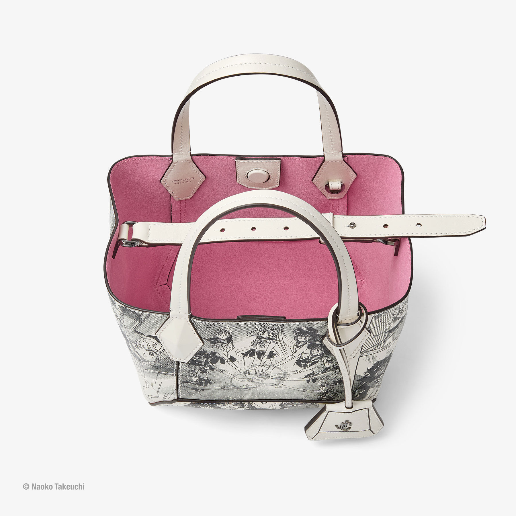 Sailor Guardians  Diamond Tote/S White Manga Print Leather Tote Bag