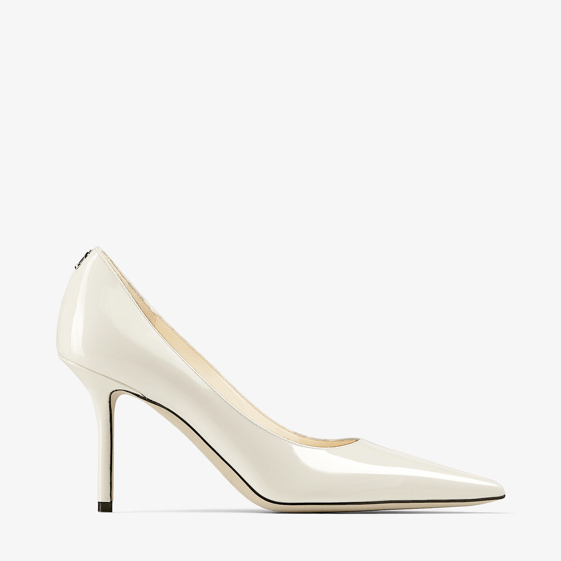 Love 85 Latte Patent Leather Pumps with JC Emblem