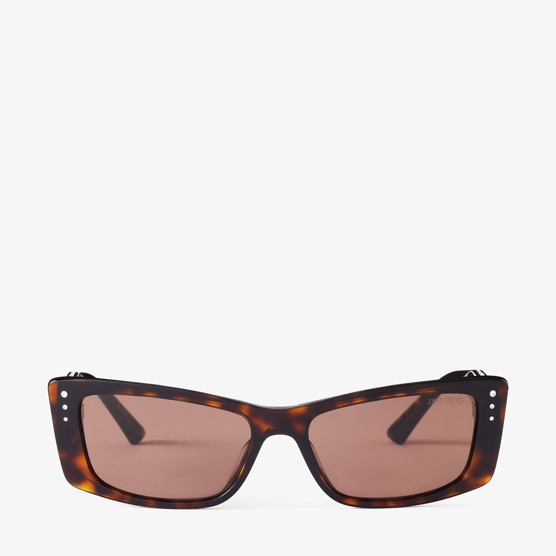 Lexy Brown Havana Rectangular Sunglasses with Crystals