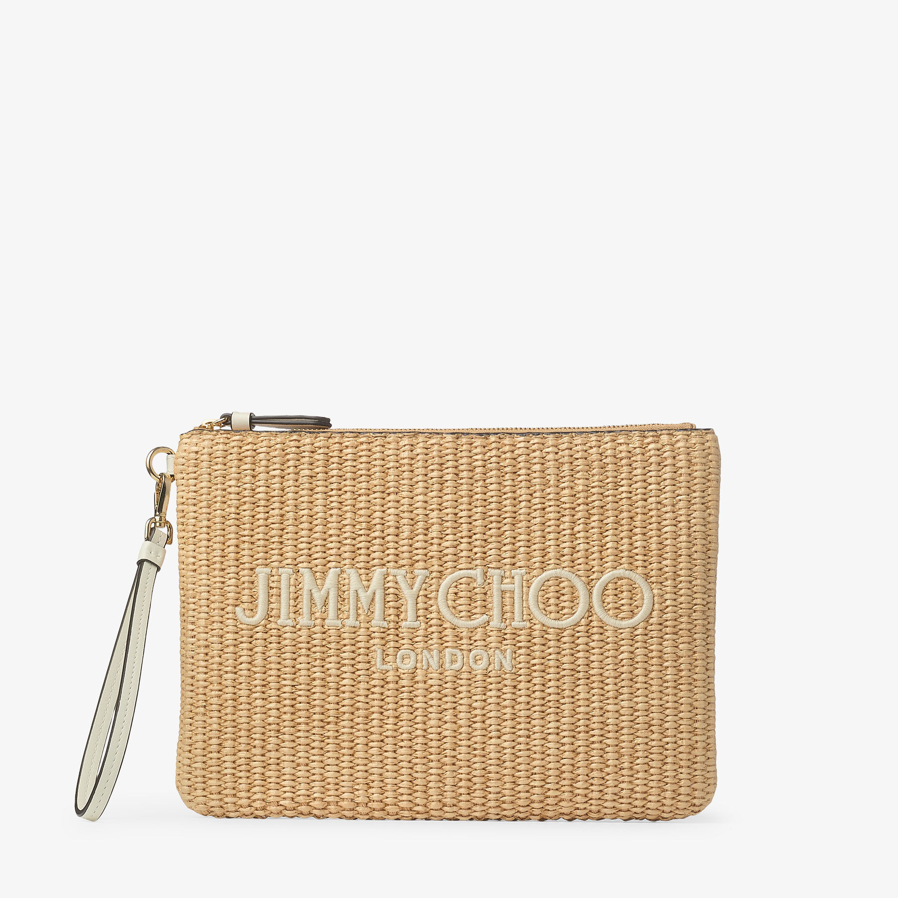 Zip Top Pouch Natural Raffia Pouch