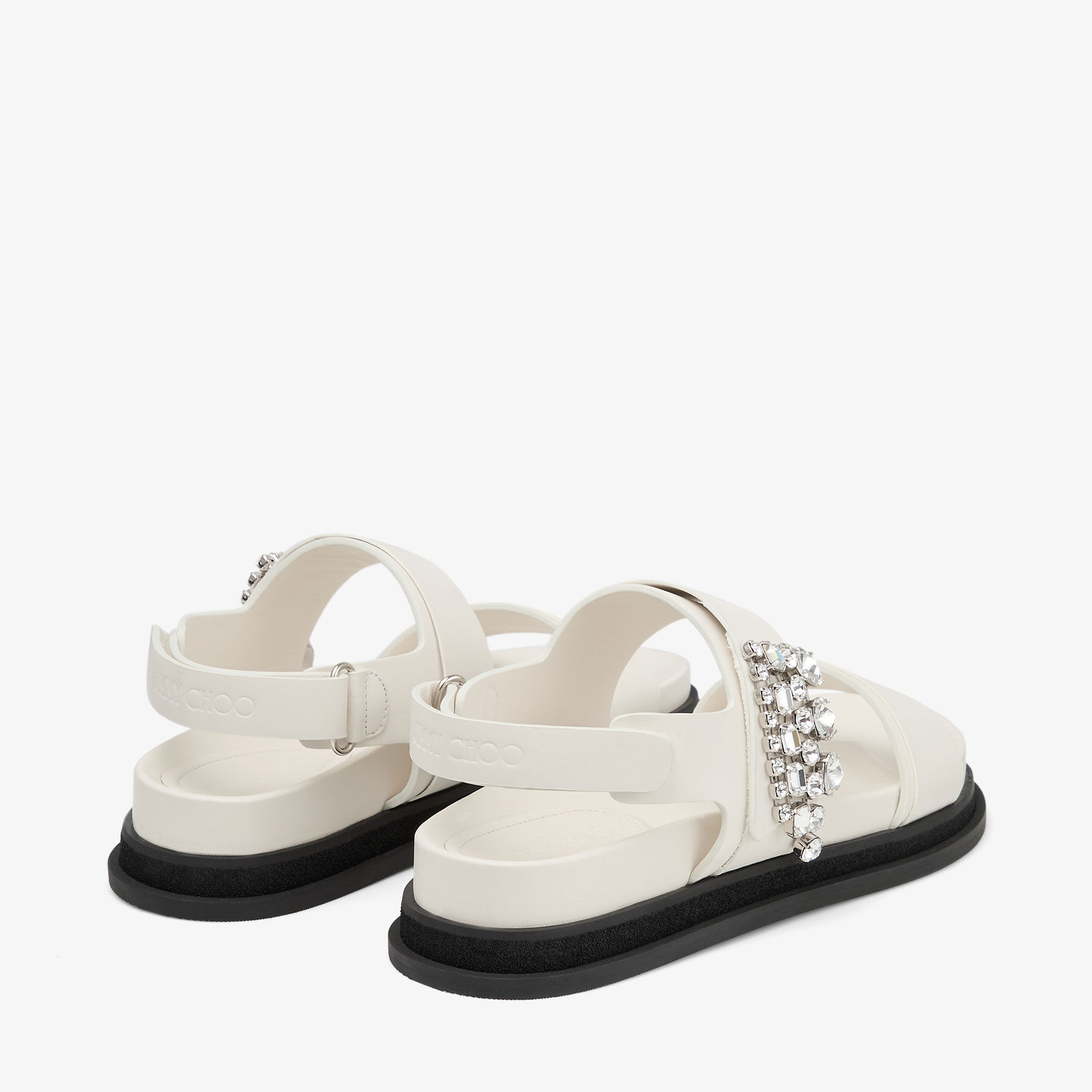 Verity Sandal Flat Latte Leather Crystal Flat Sandals