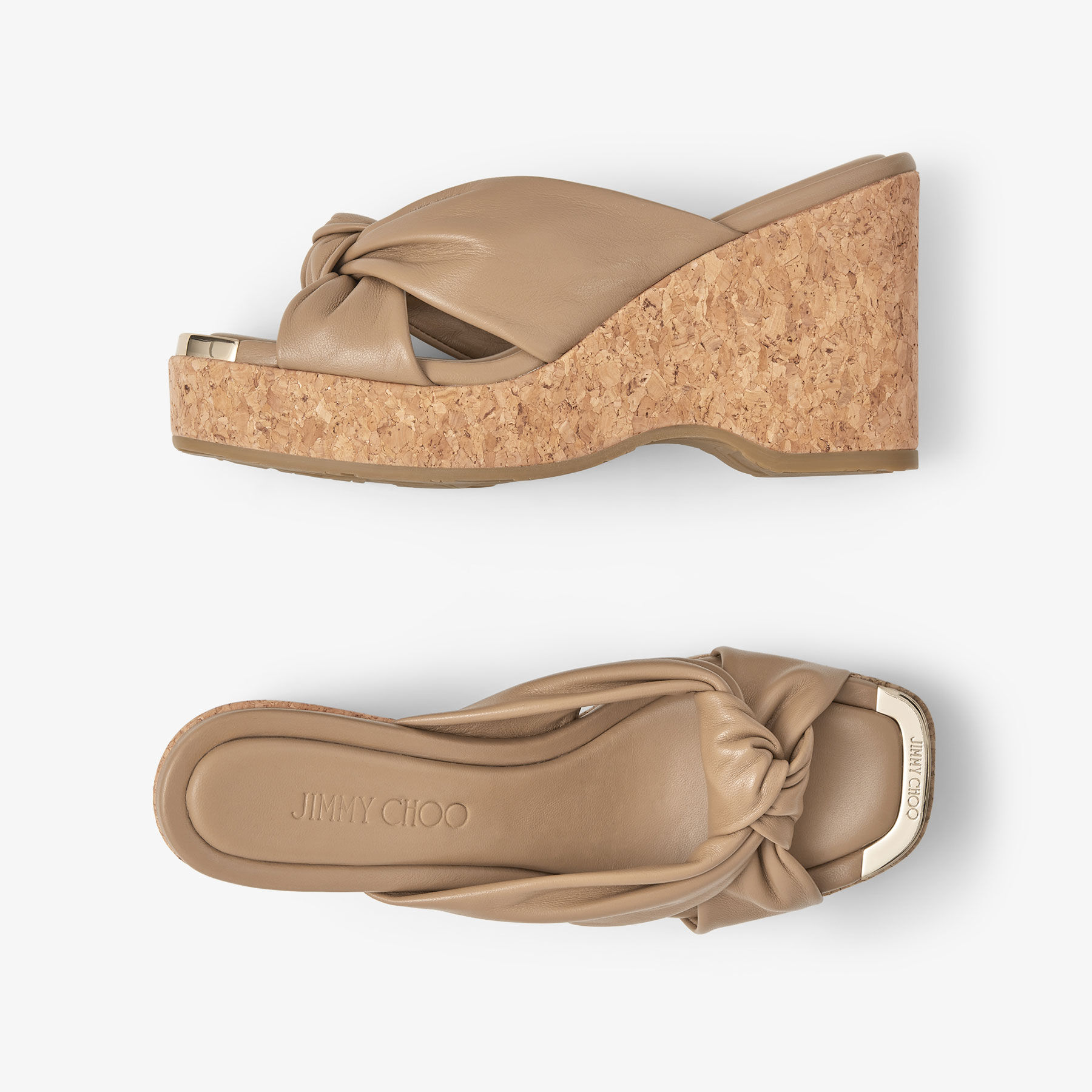 Avenue Wedge 110 Biscuit Nappa Leather Wedge Mules