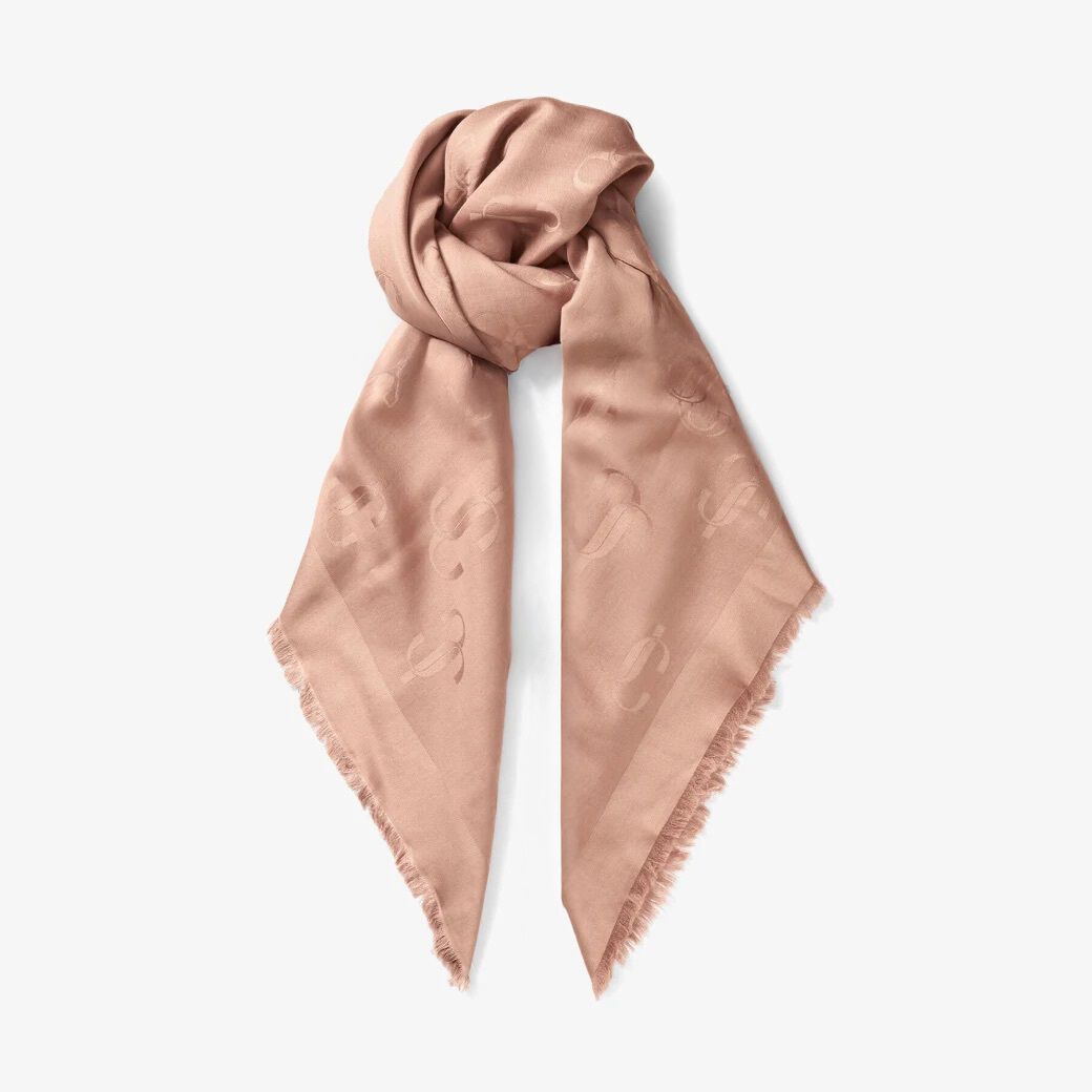 Emani Ballet Pink Silk and Wool Jacquard Shawl