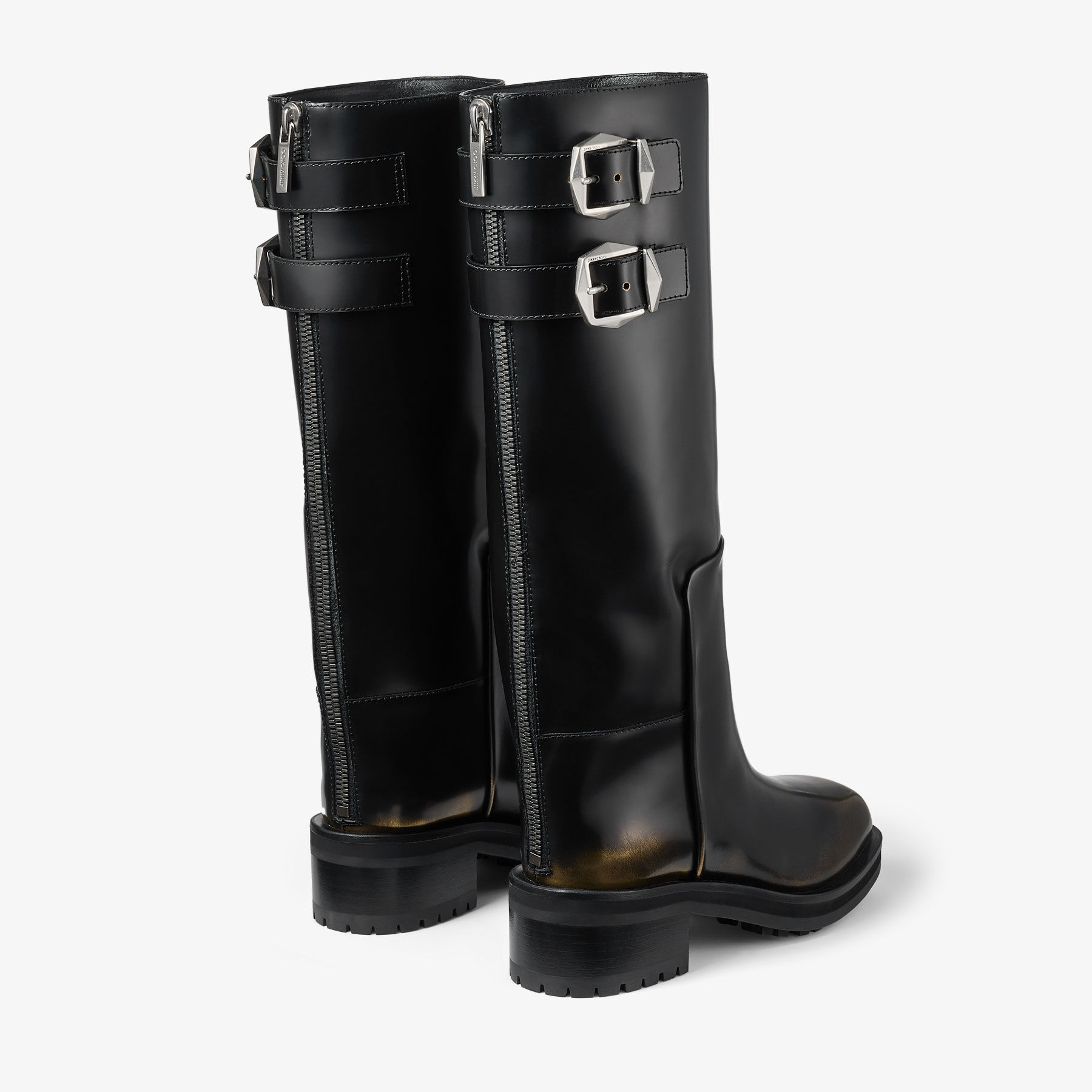 Brooklyn Knee Boot 50 Black Brushed Leather Knee-High Boots