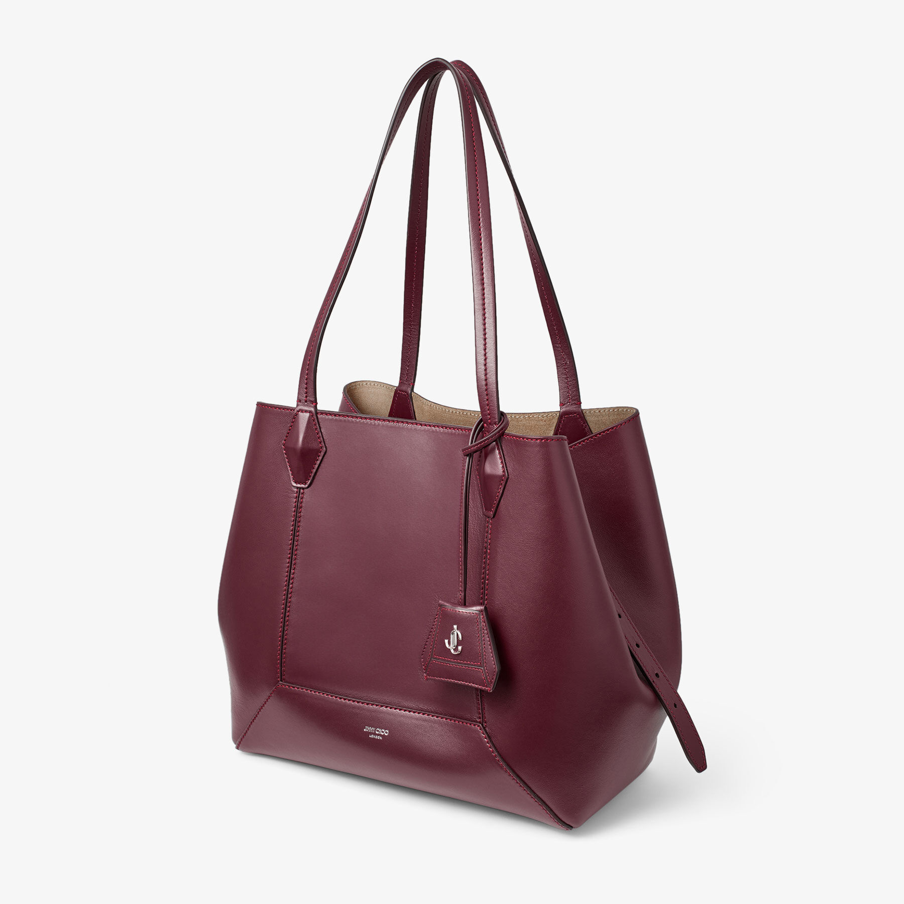 Diamond Tote M Garnet Calf Leather Tote Bag