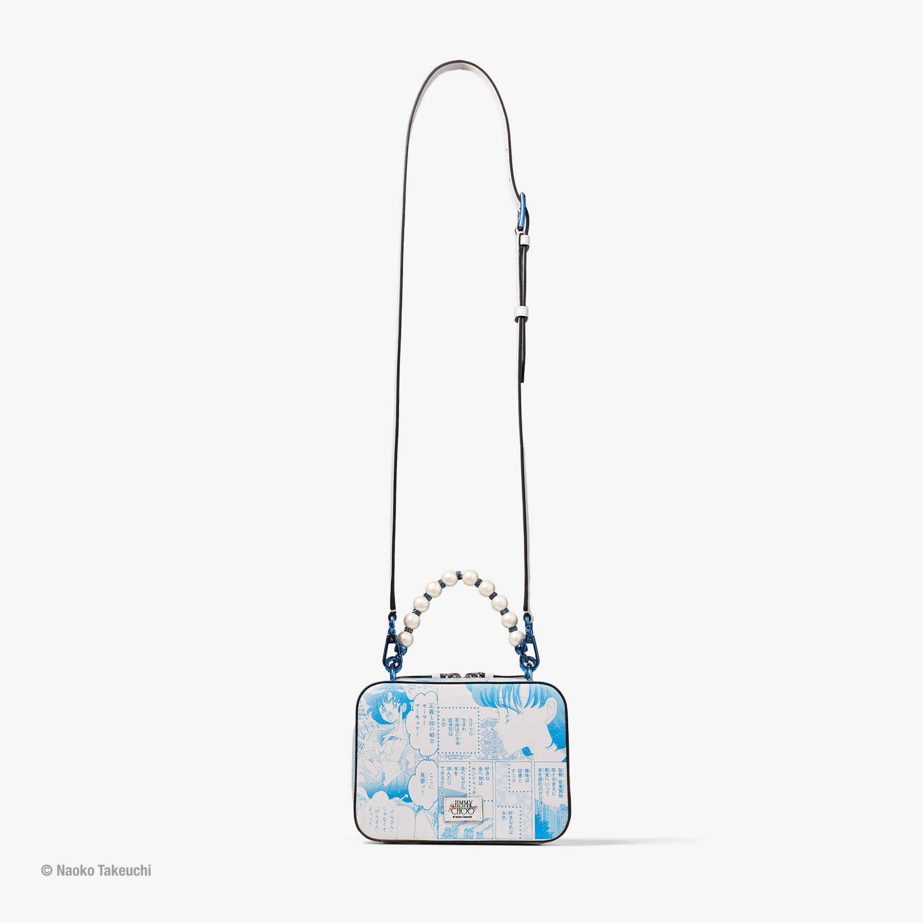Sailor Mercury Avenue Vanity Bag Light Blue Manga Print Leather Handbag