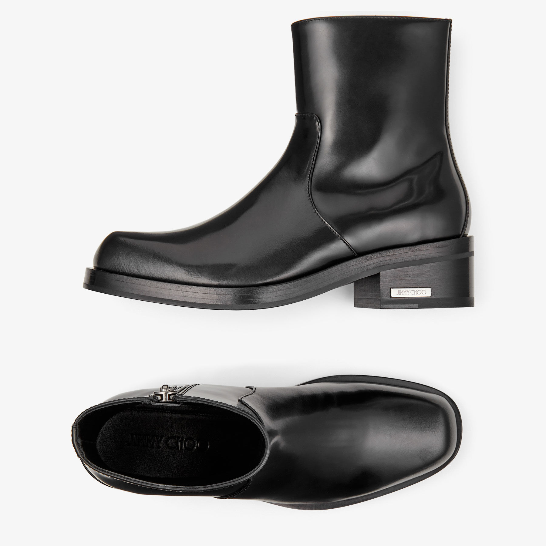 Elias Zip Boot Black Calf Leather Zip Boots