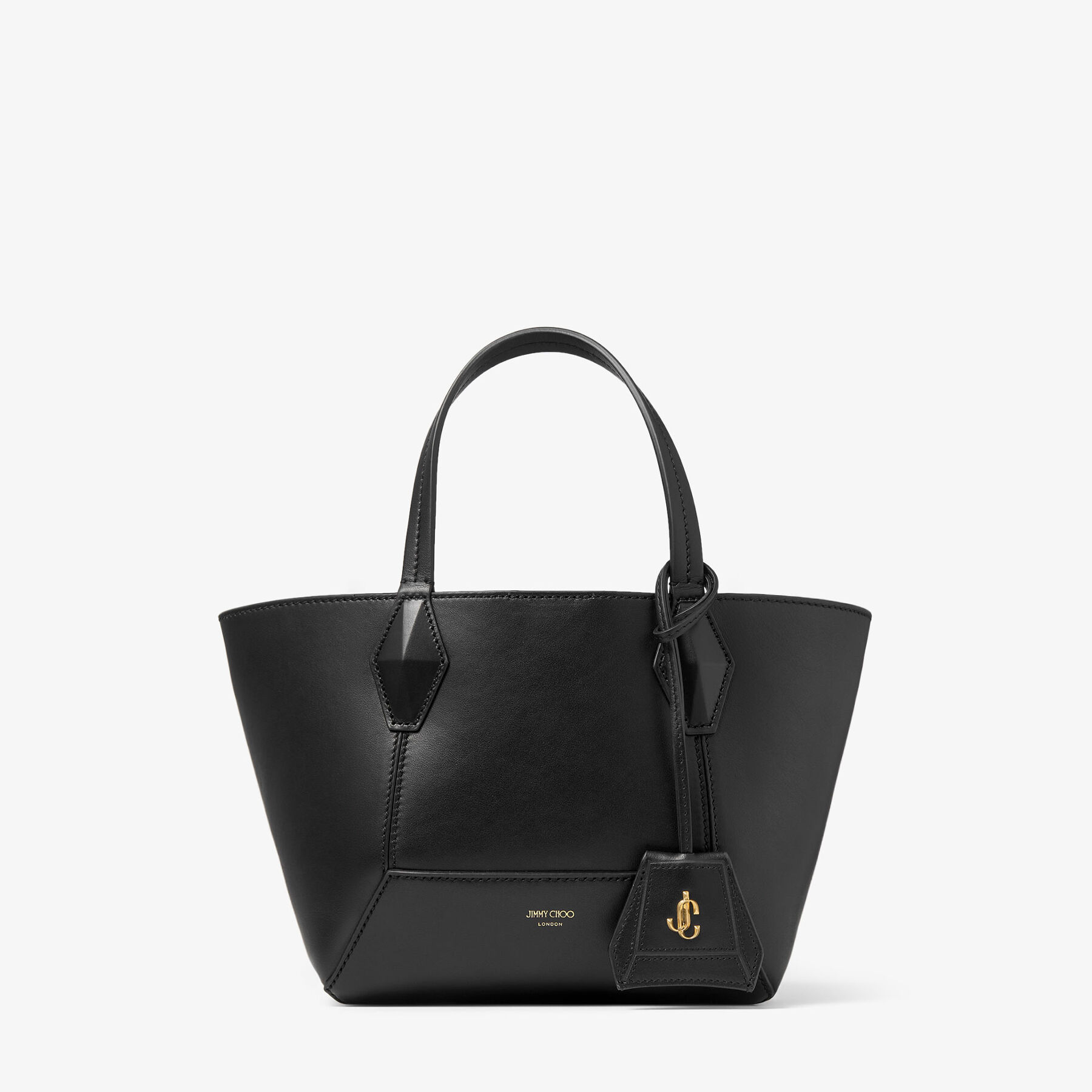 Diamond Tote S Black Calf Leather Tote Bag