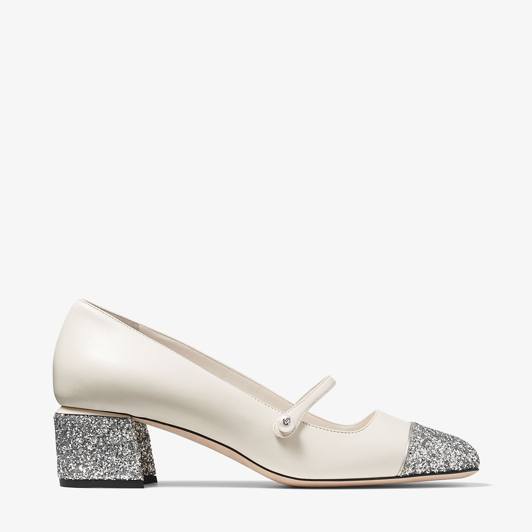 Elisa 45 Silver/Latte Glitter Leather Pumps