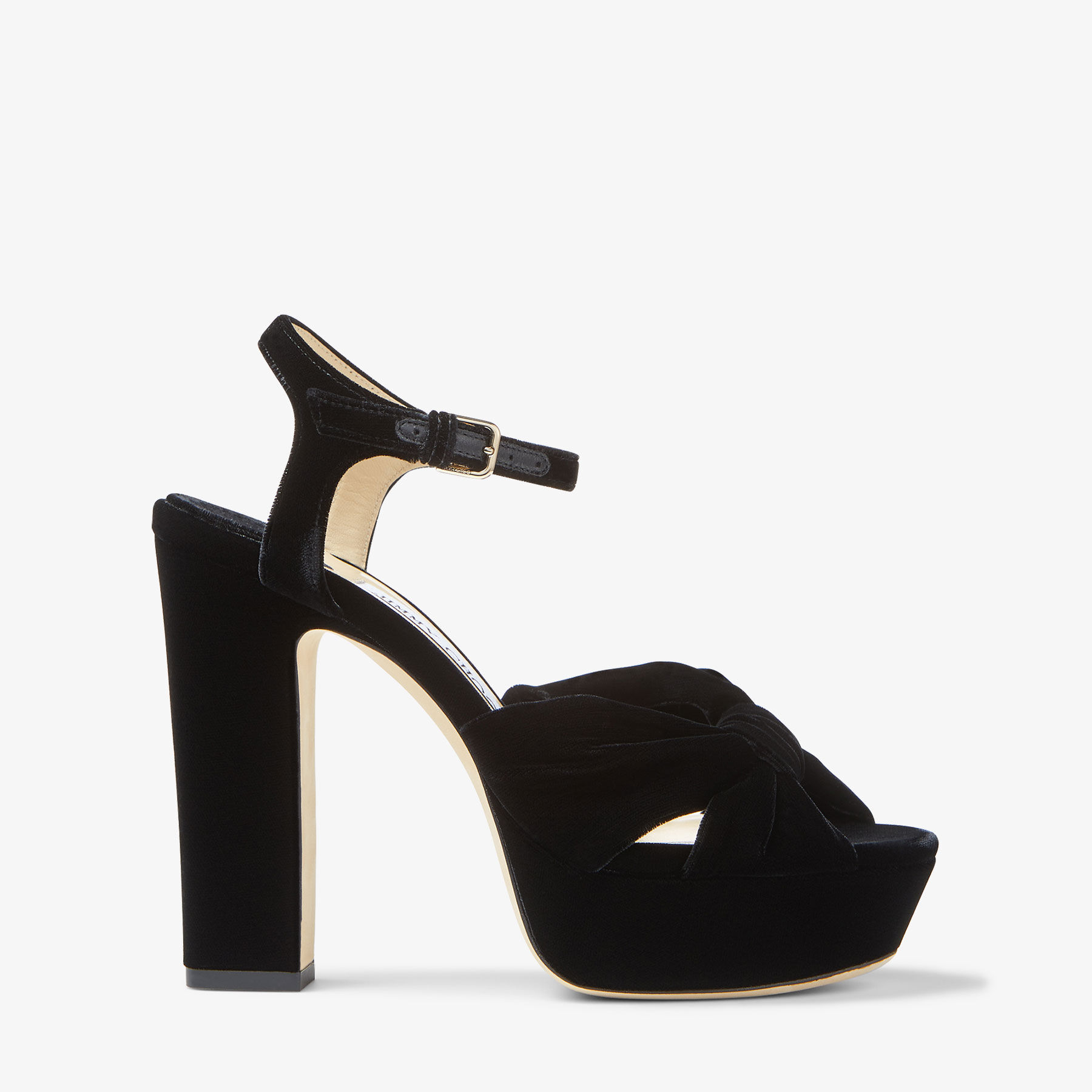 Heloise 120 Black Velvet Platform Sandals