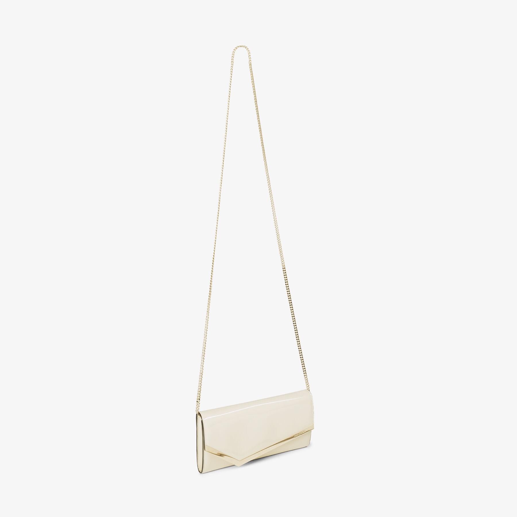 Emmie Latte Patent Leather Clutch Bag