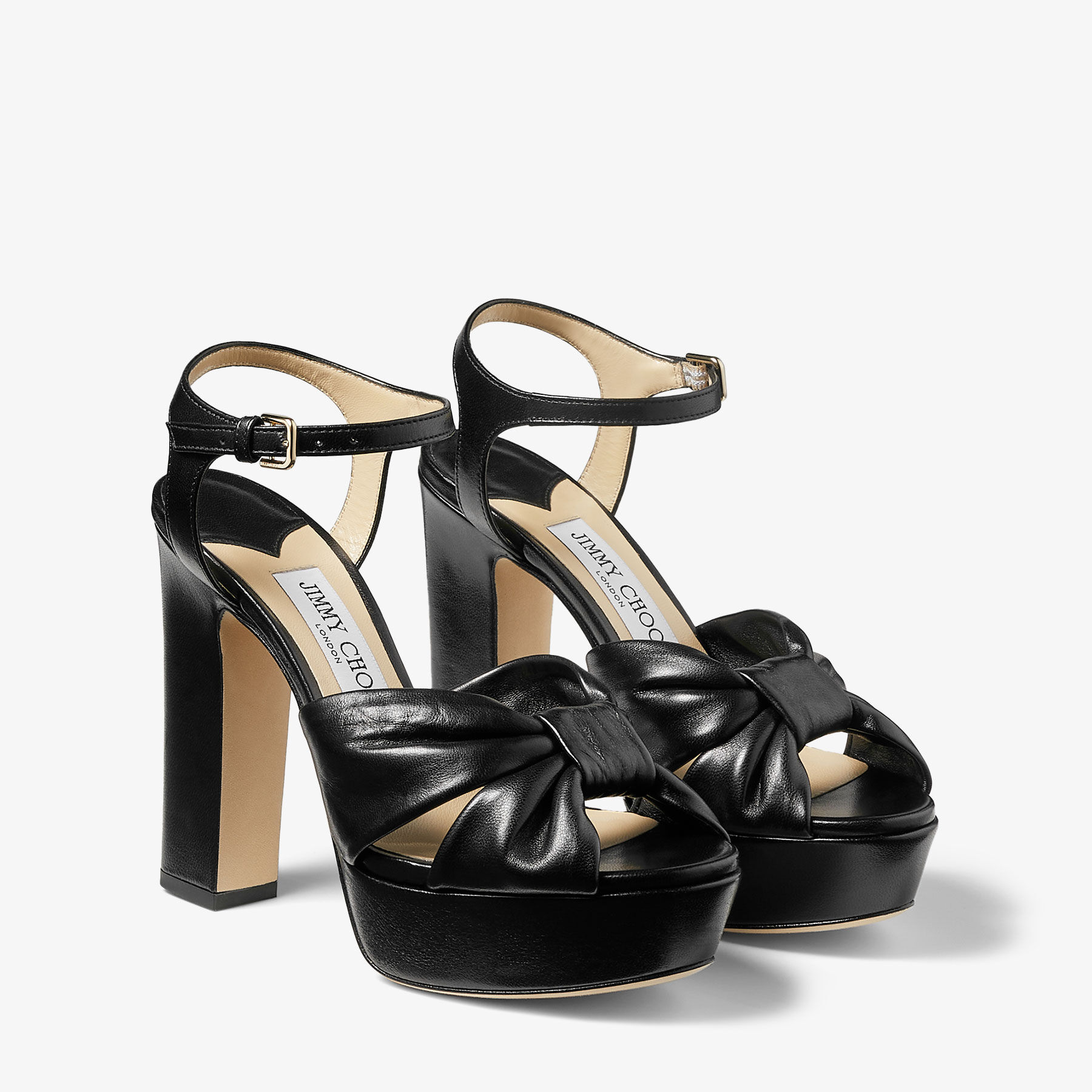 Heloise 120 Black Nappa Leather Platform Sandals