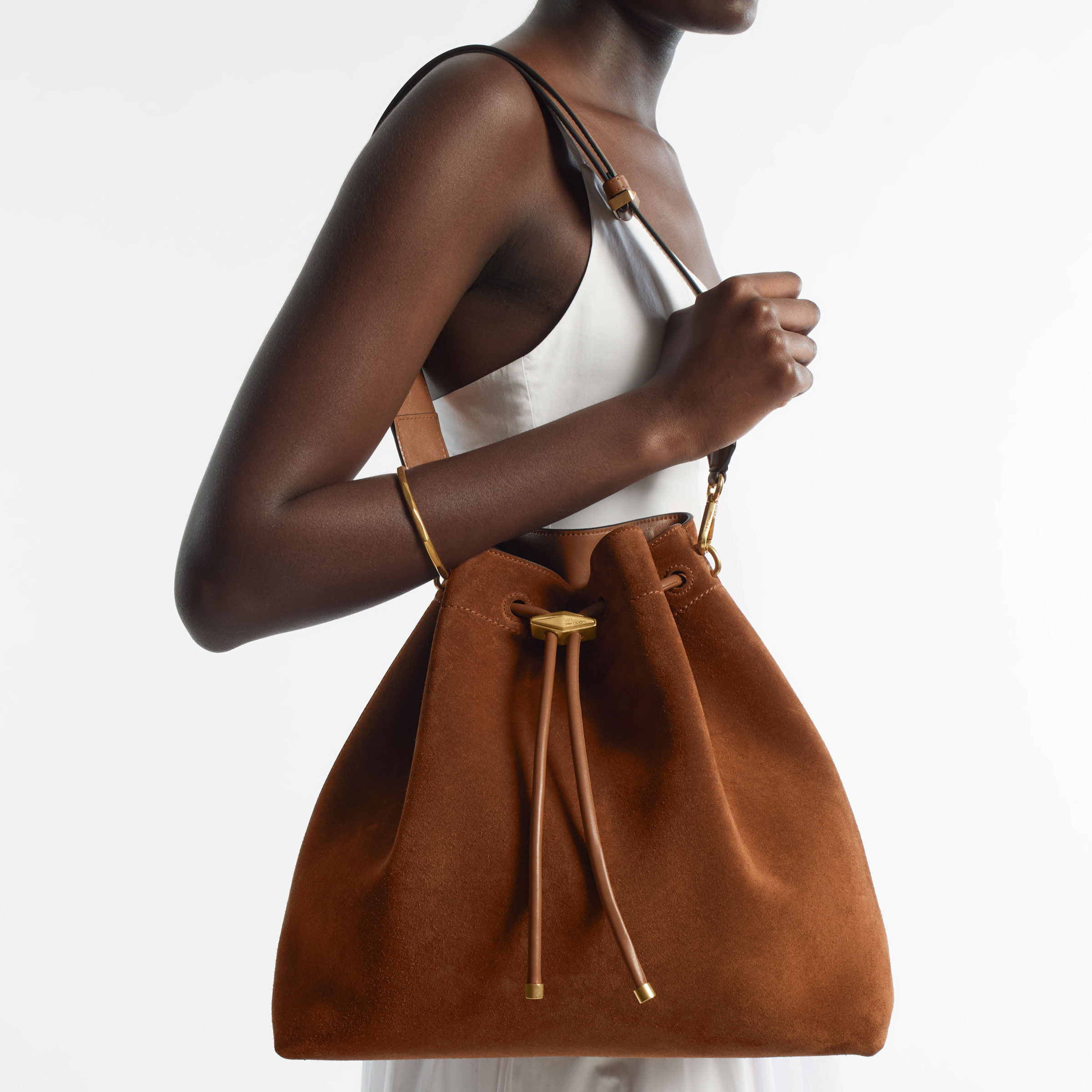 Cinch L Tan Suede Bag