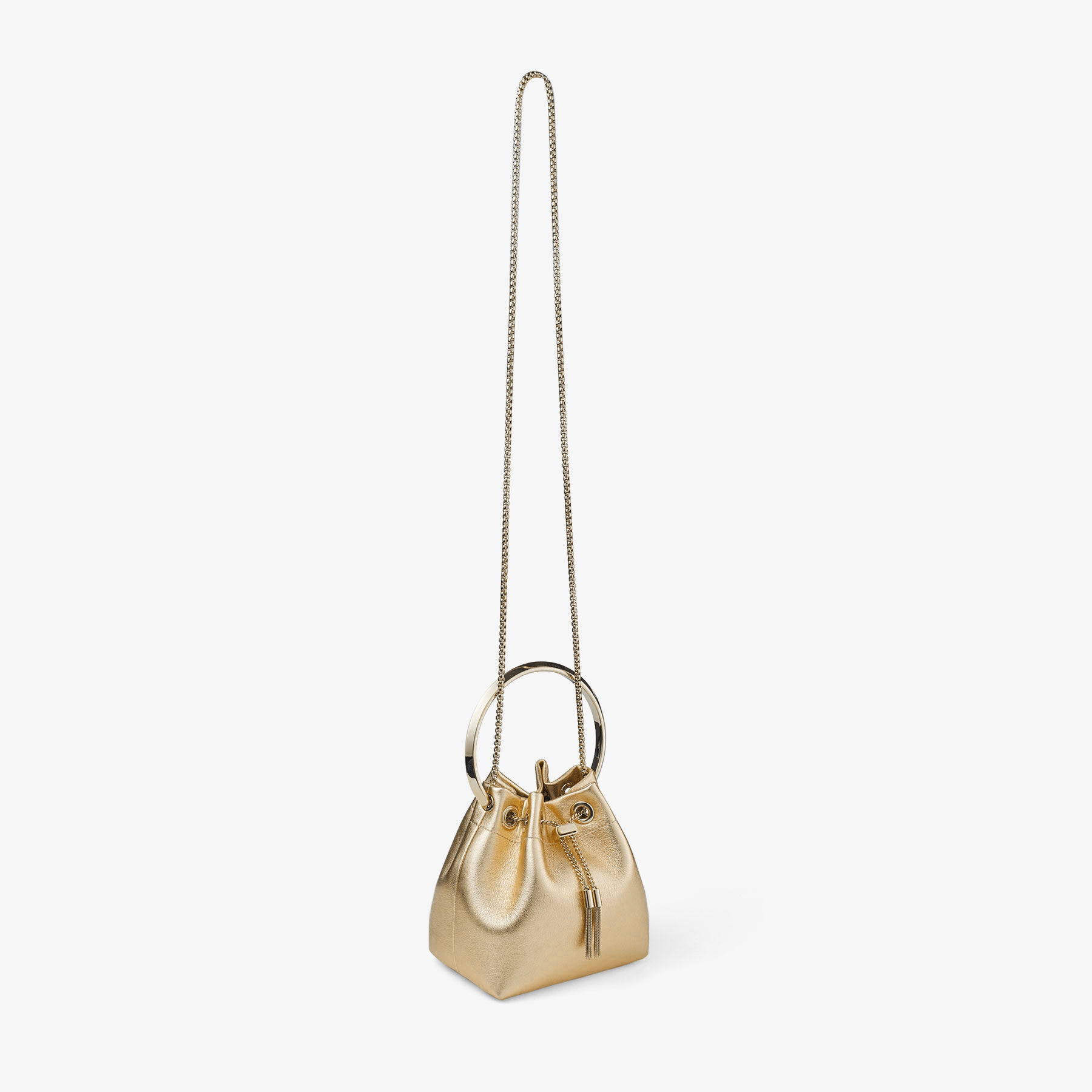 Bon Bon Gold Metallic Nappa Bag with Metal Handle