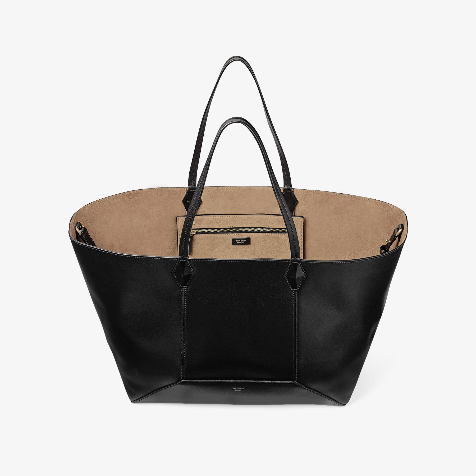 Diamond Tote L Black Calf Leather Tote Bag
