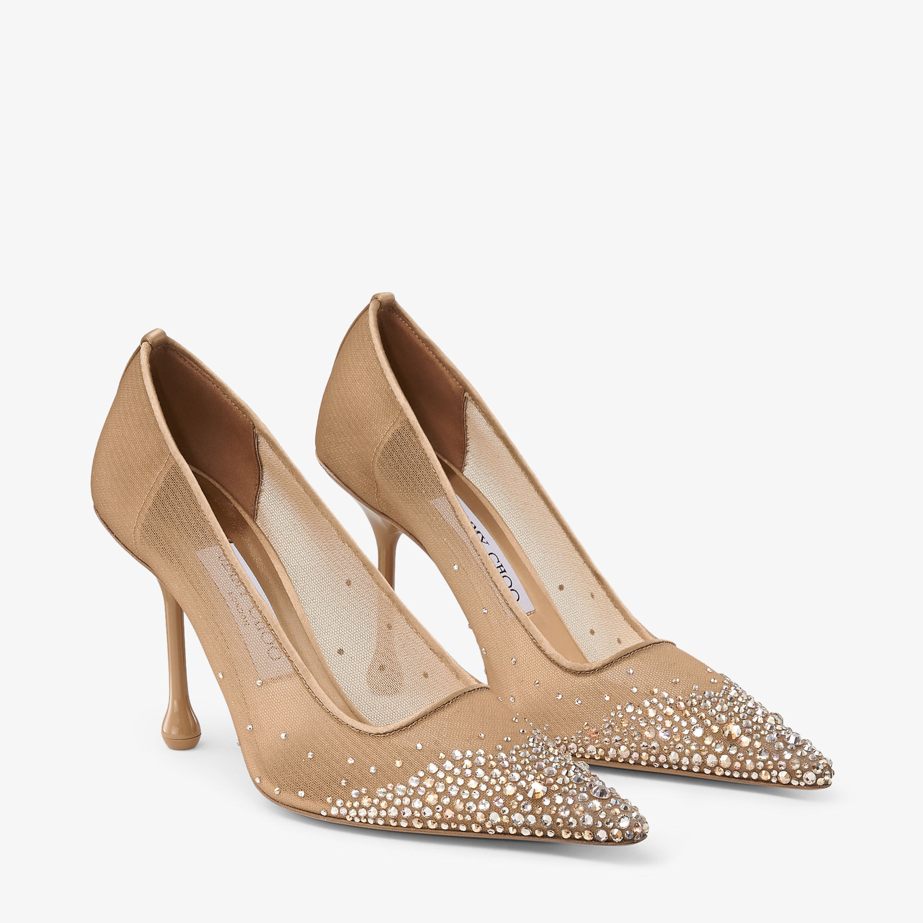 Ixia 95 Bronze Crystal Mesh Satin Pumps