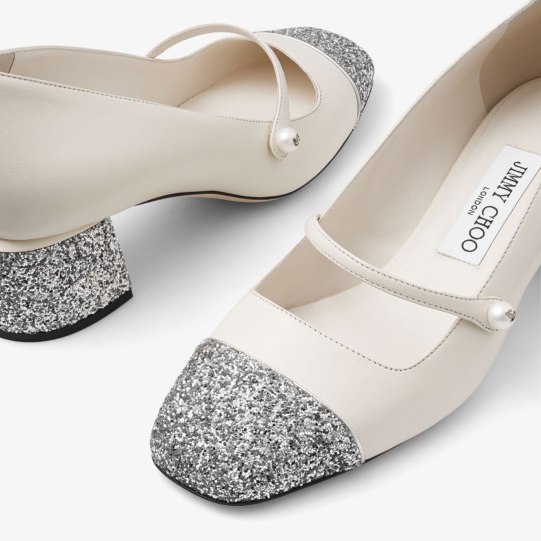 Elisa 45 Silver/Latte Glitter Leather Pumps