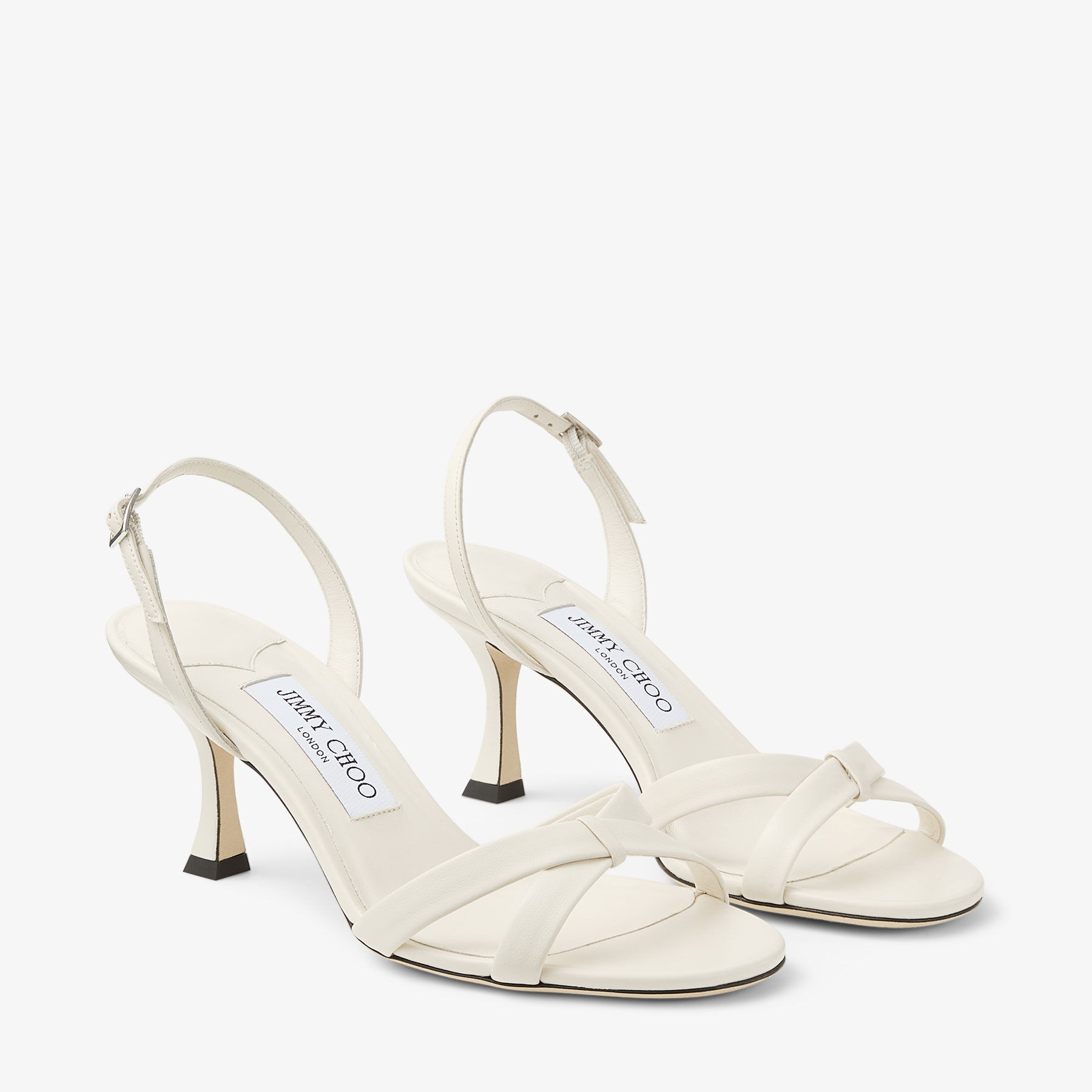 Elsy 70 Latte Nappa Leather Crossover Slingback