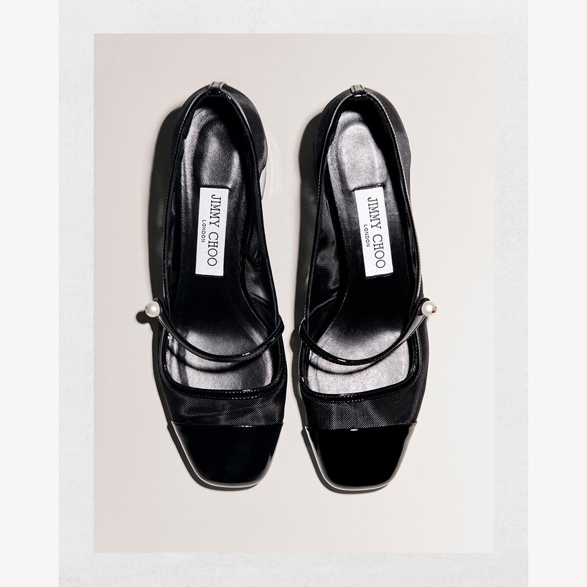 Elisa 45 Black Patent and Mesh Pumps