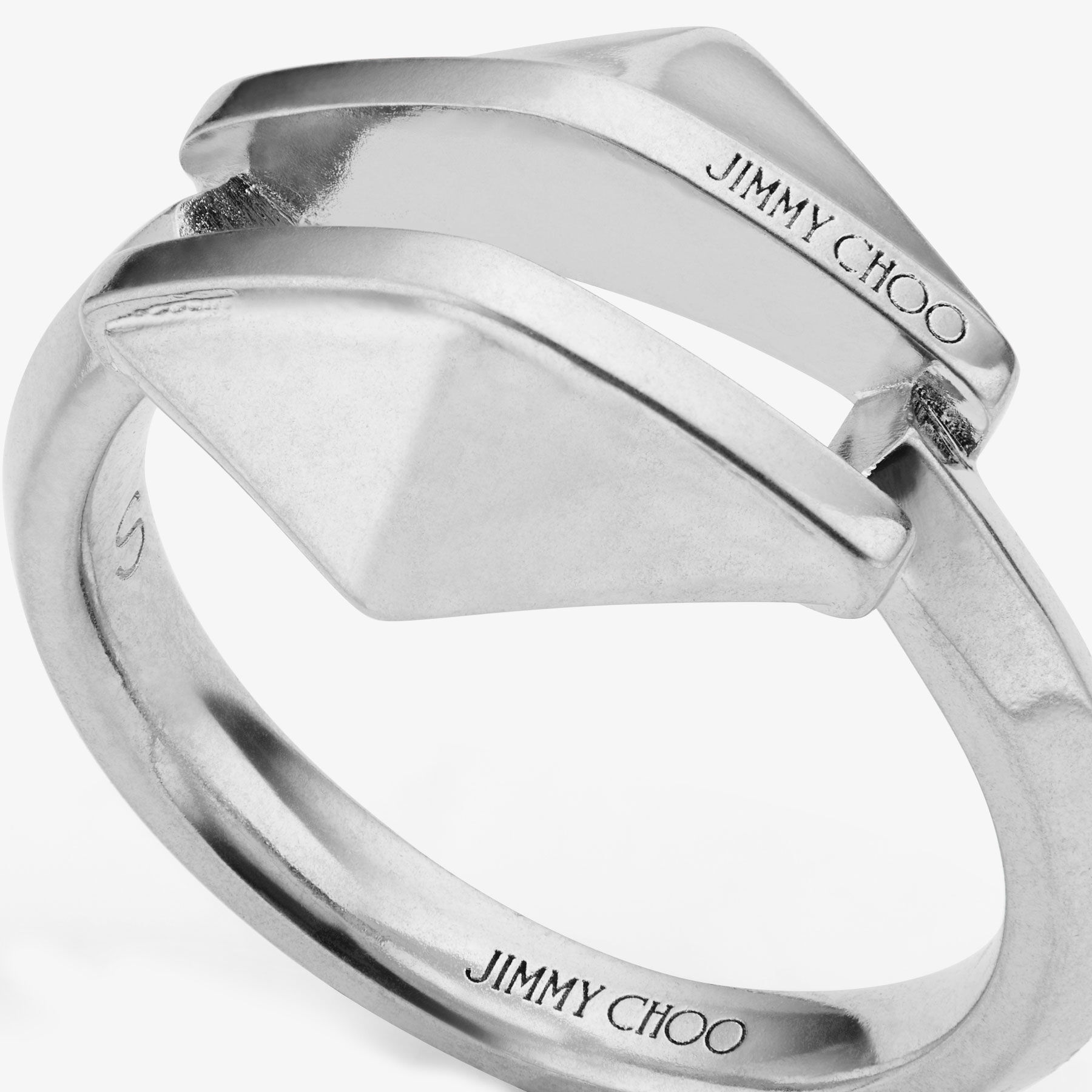 Diamond Link Ring Silver Finish Ring