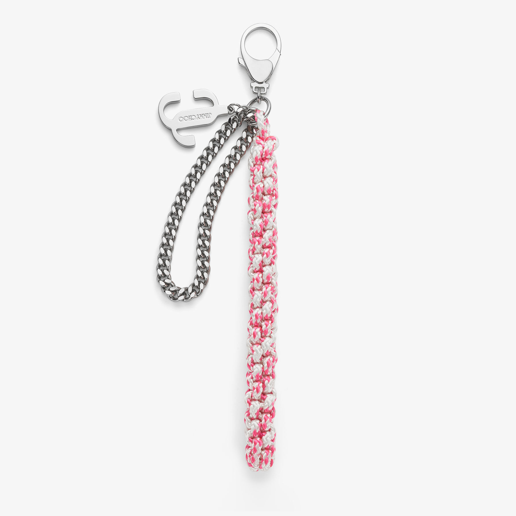 JC Multi Charm Red & Candy Pink Braided Rope Bag Charm