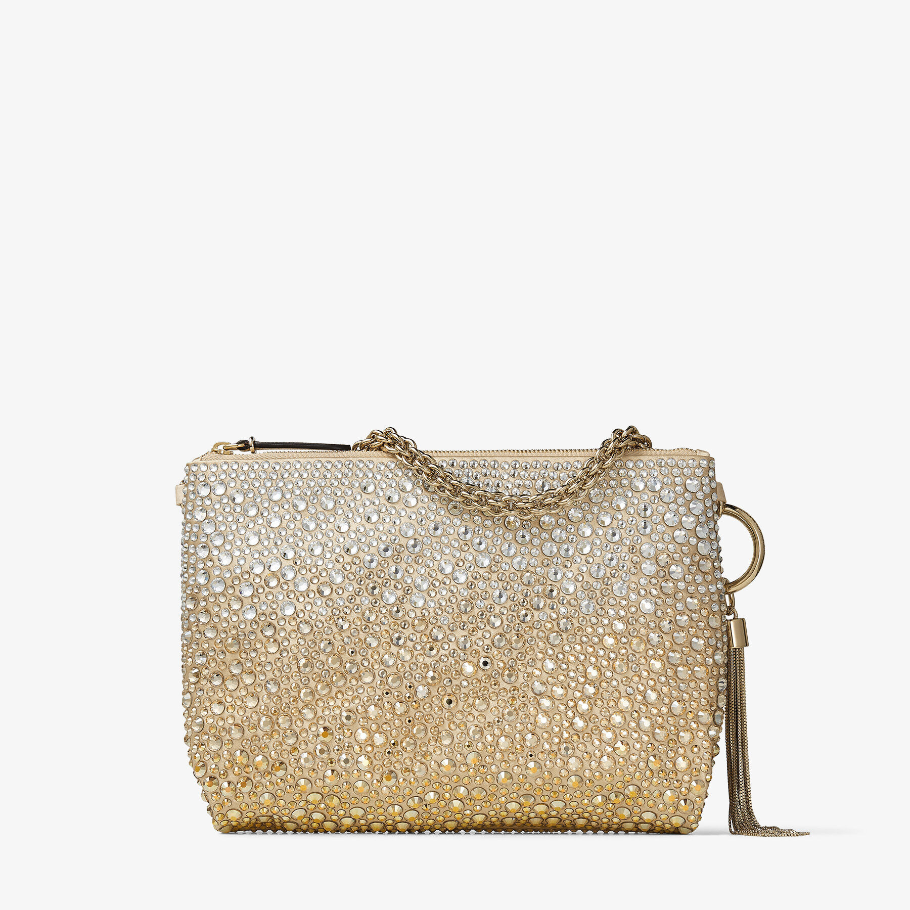 Callie Gold Satin Bag with Dégradé Crystals