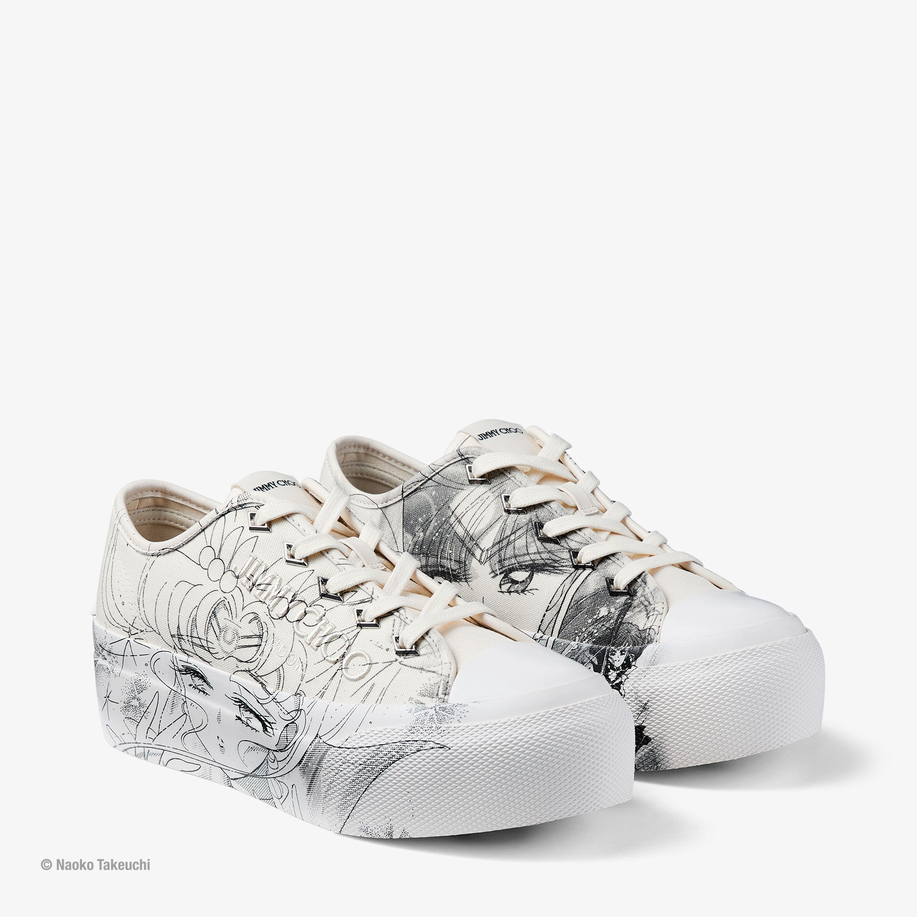 Sailor Guardians Palma Maxi/F Latte Manga Print Canvas Trainers