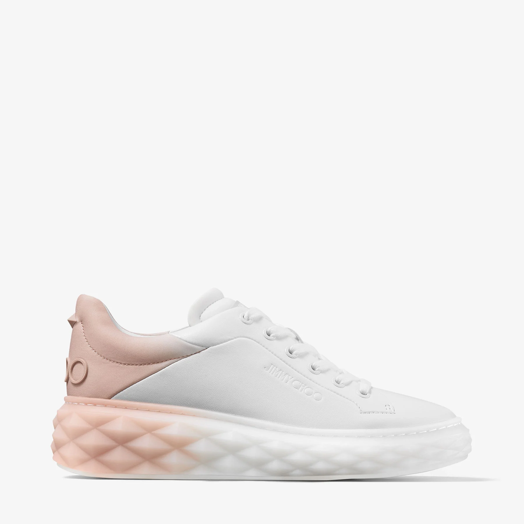 Diamond Maxi F II White and Macaron Leather Trainers with Platform Sole