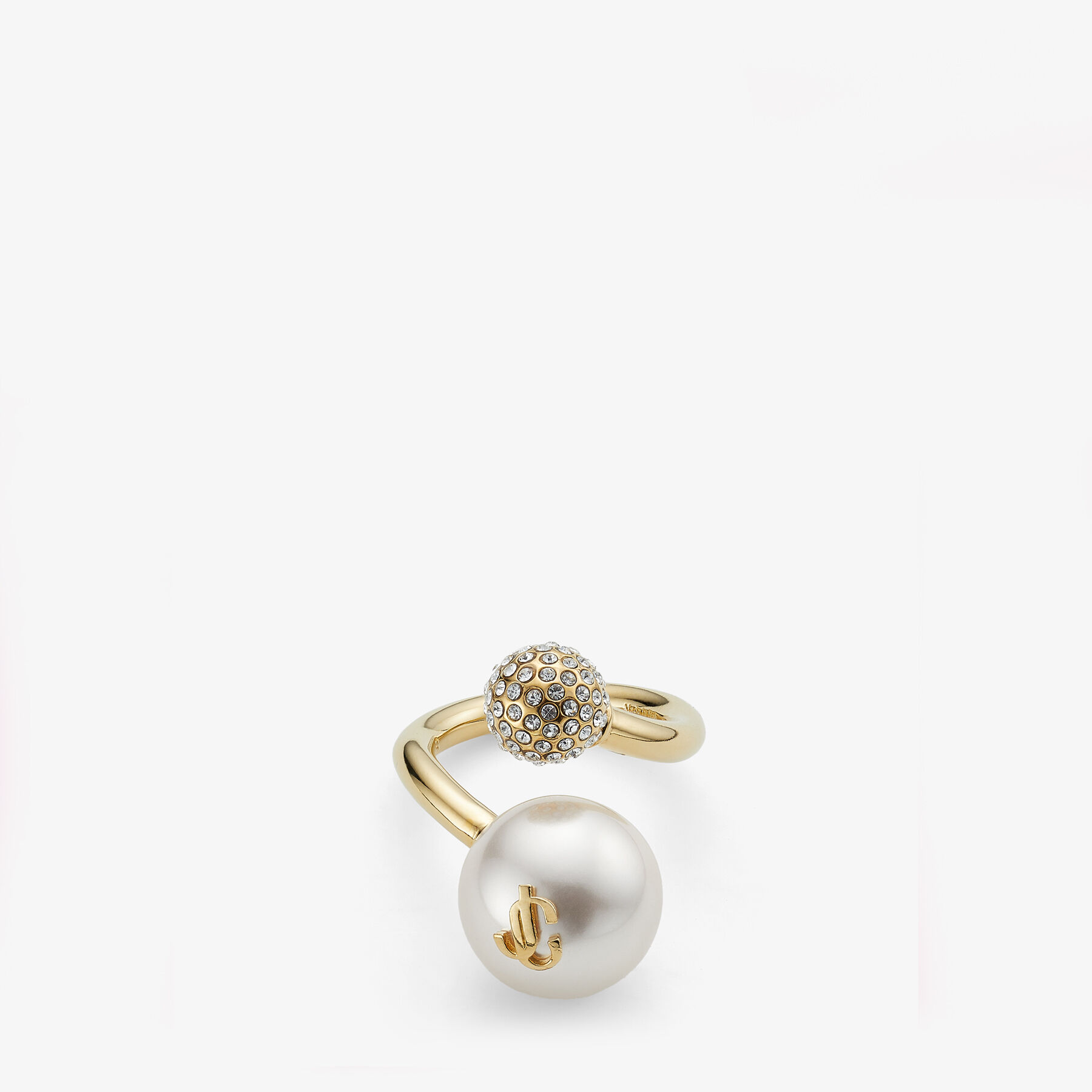 Auri Ring Gold-Finish Metal Pearl and Crystal Ring