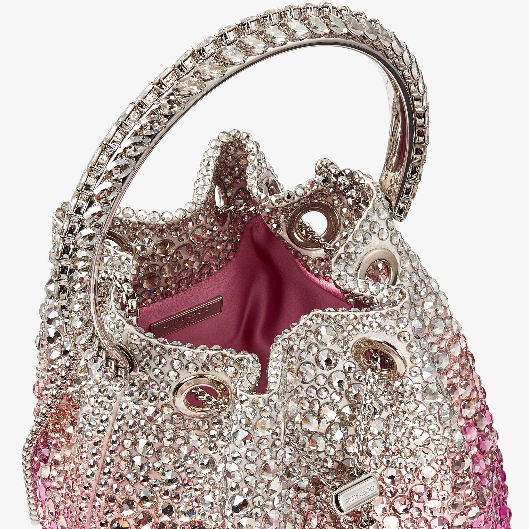 Bon Bon Candy Pink and Silver Satin Bag with Crystals