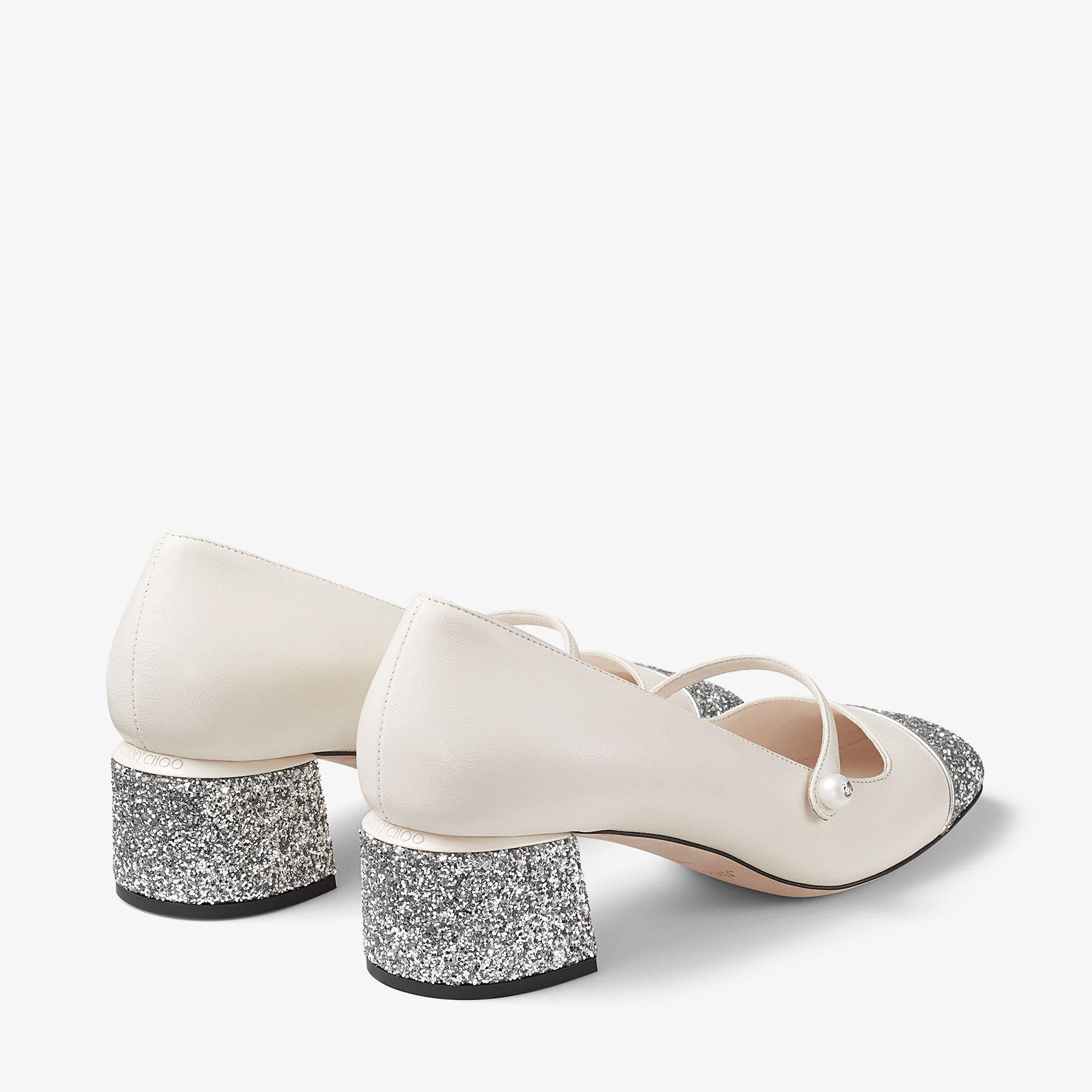 Elisa 45 Silver/Latte Glitter Leather Pumps
