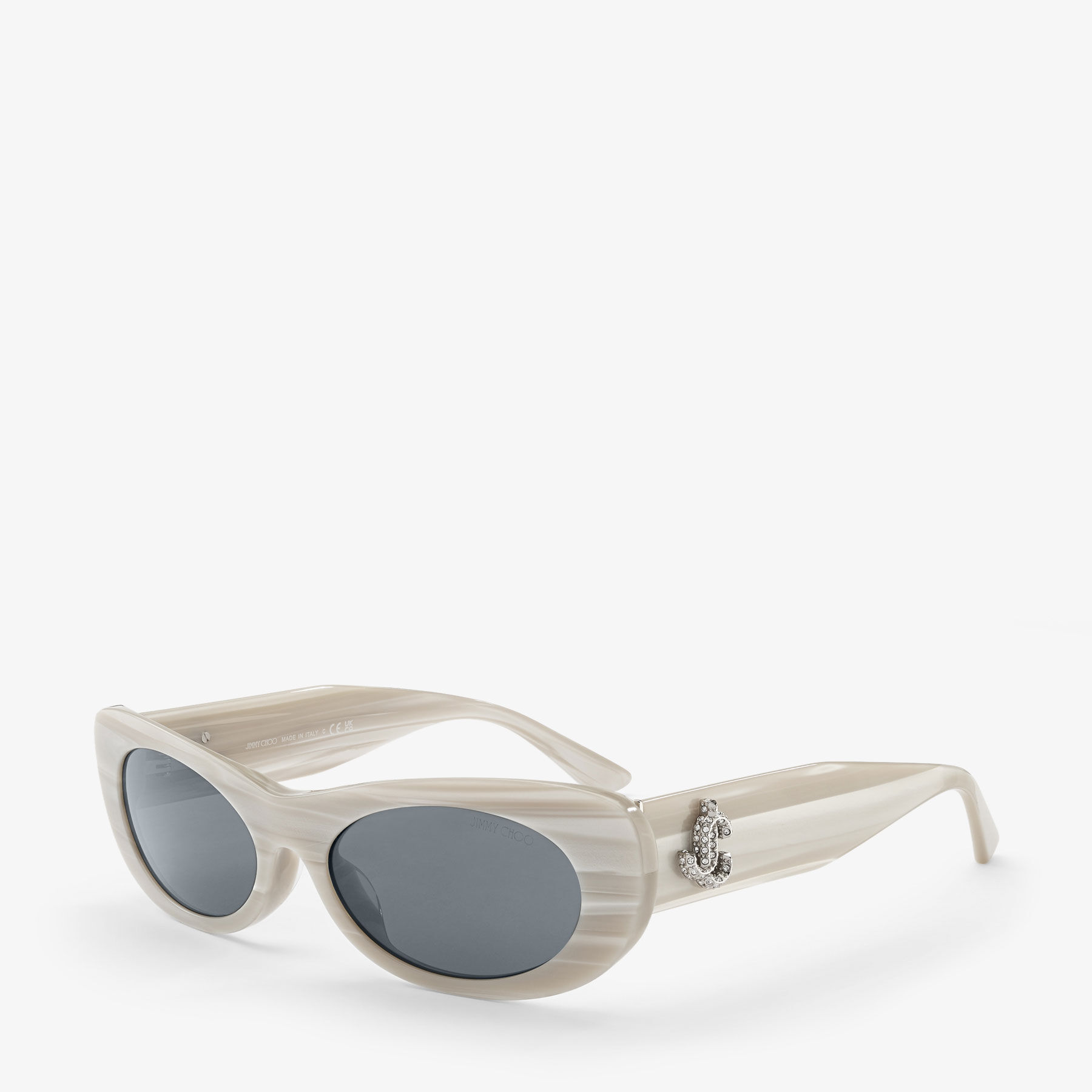 Danny White Striped Oval Sunglasses