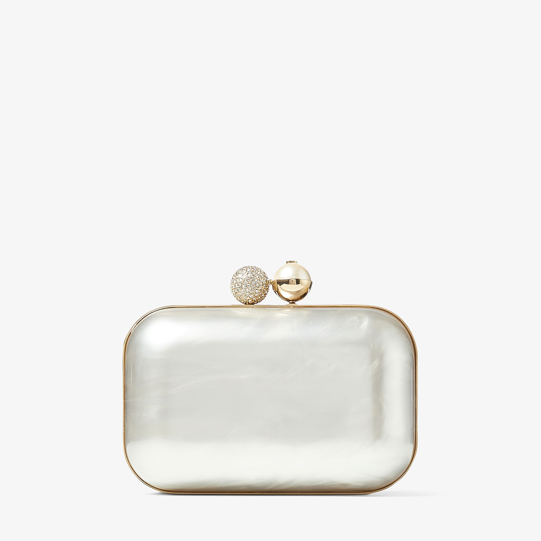 Cloud Ivory Mother of Pearl Clutch Bag with Crystal Clasp
