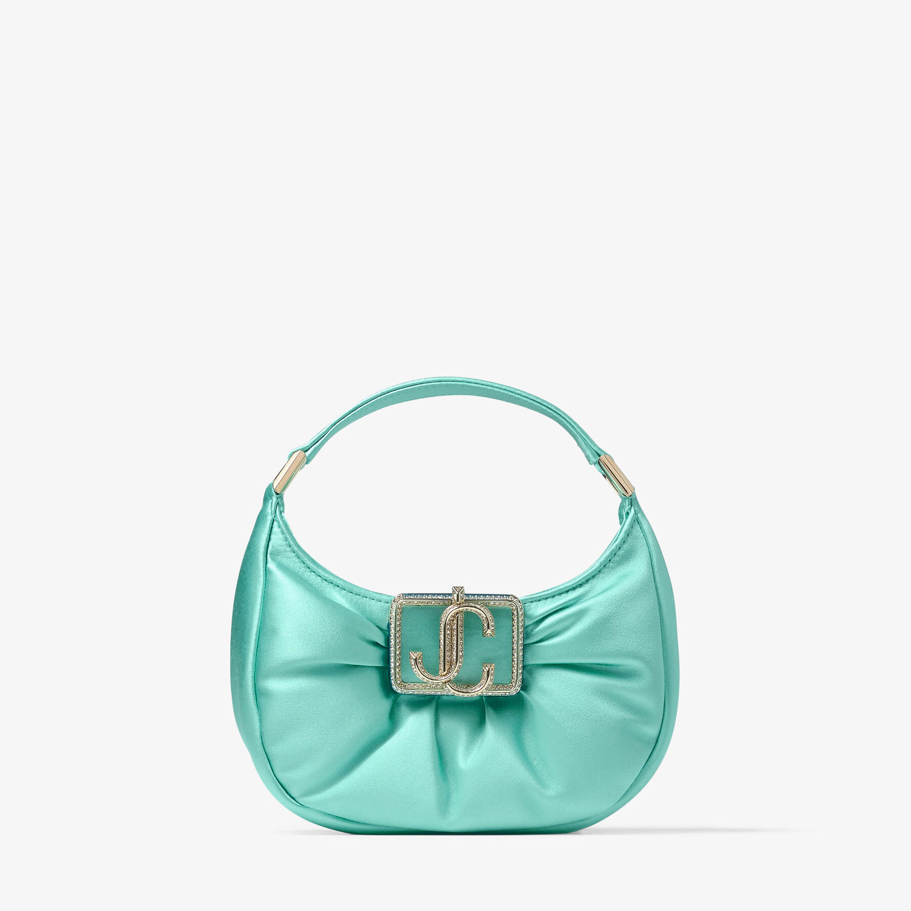 Edie Hobo Mini Aqua Green Satin Mini Bag