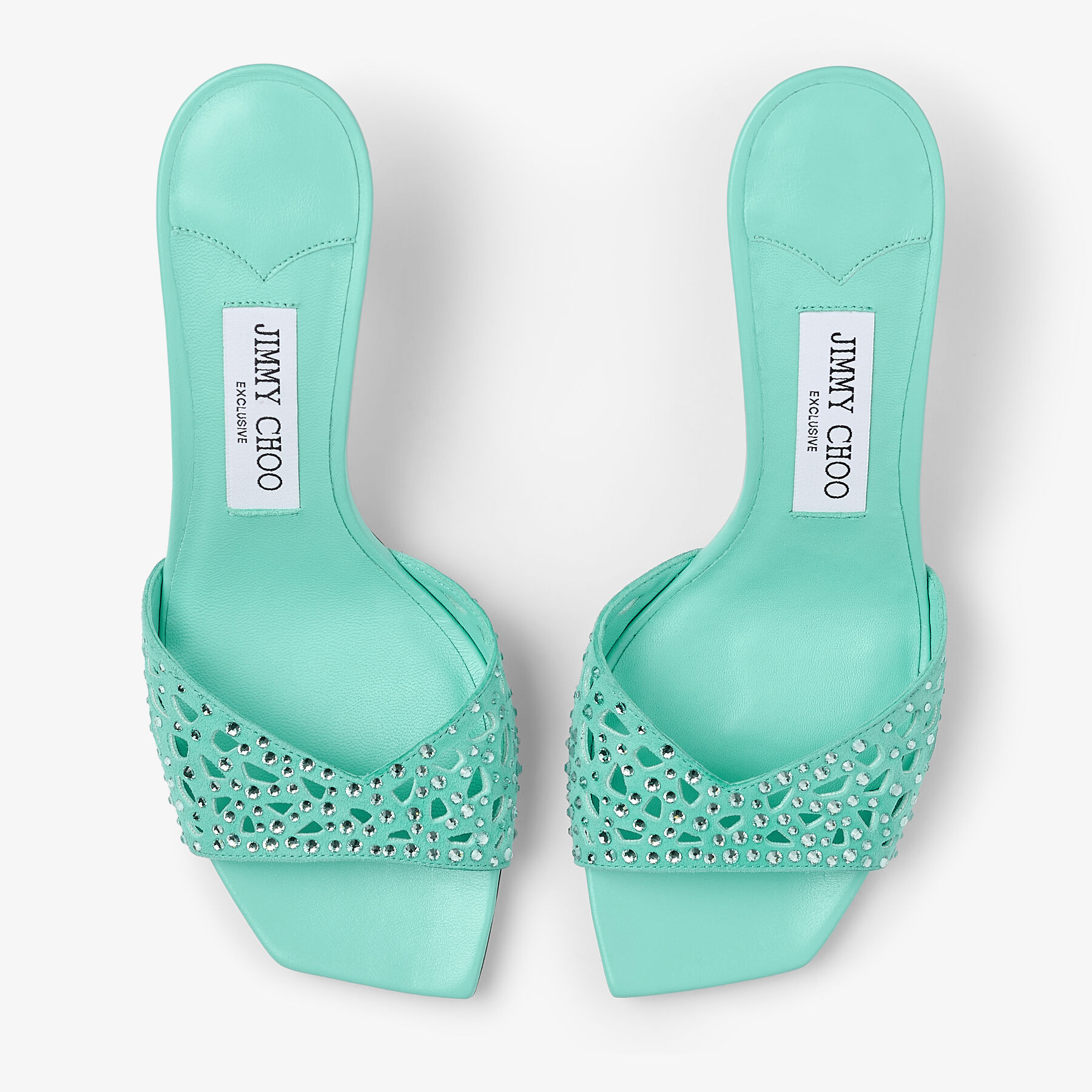 Skye 70 Aqua Green Suede Crystal Sandals