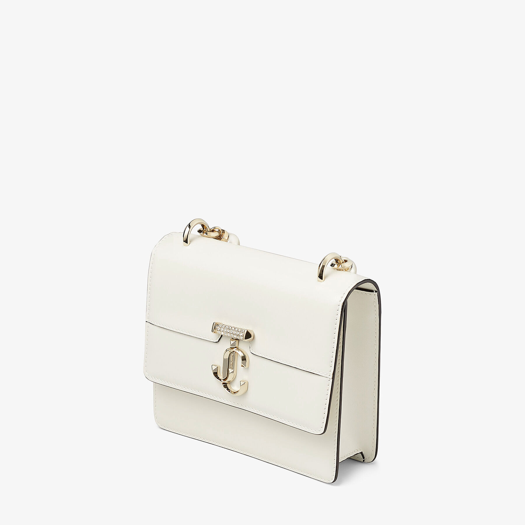 Avenue Quad XS Latte Leather Shoulder Bag with Pearl Strap
