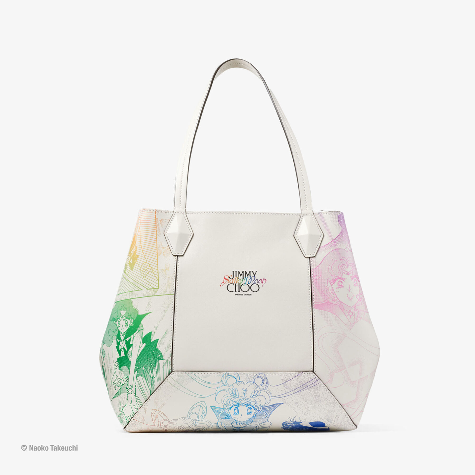 Sailor Guardians  Diamond Tote/M White Manga Print Leather Tote Bag