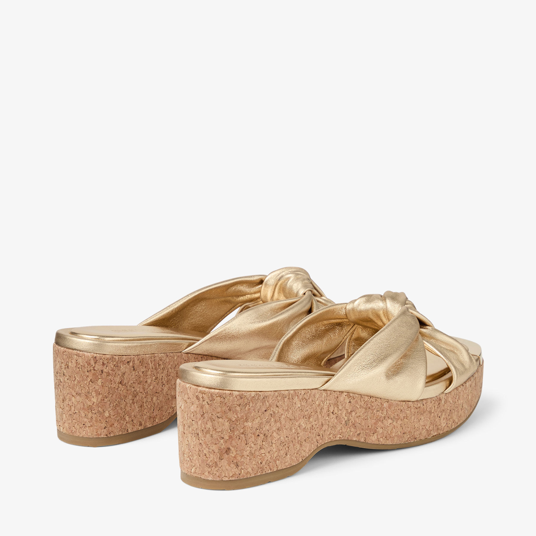 Avenue Wedge 50 Gold Metallic Nappa Wedge Mules