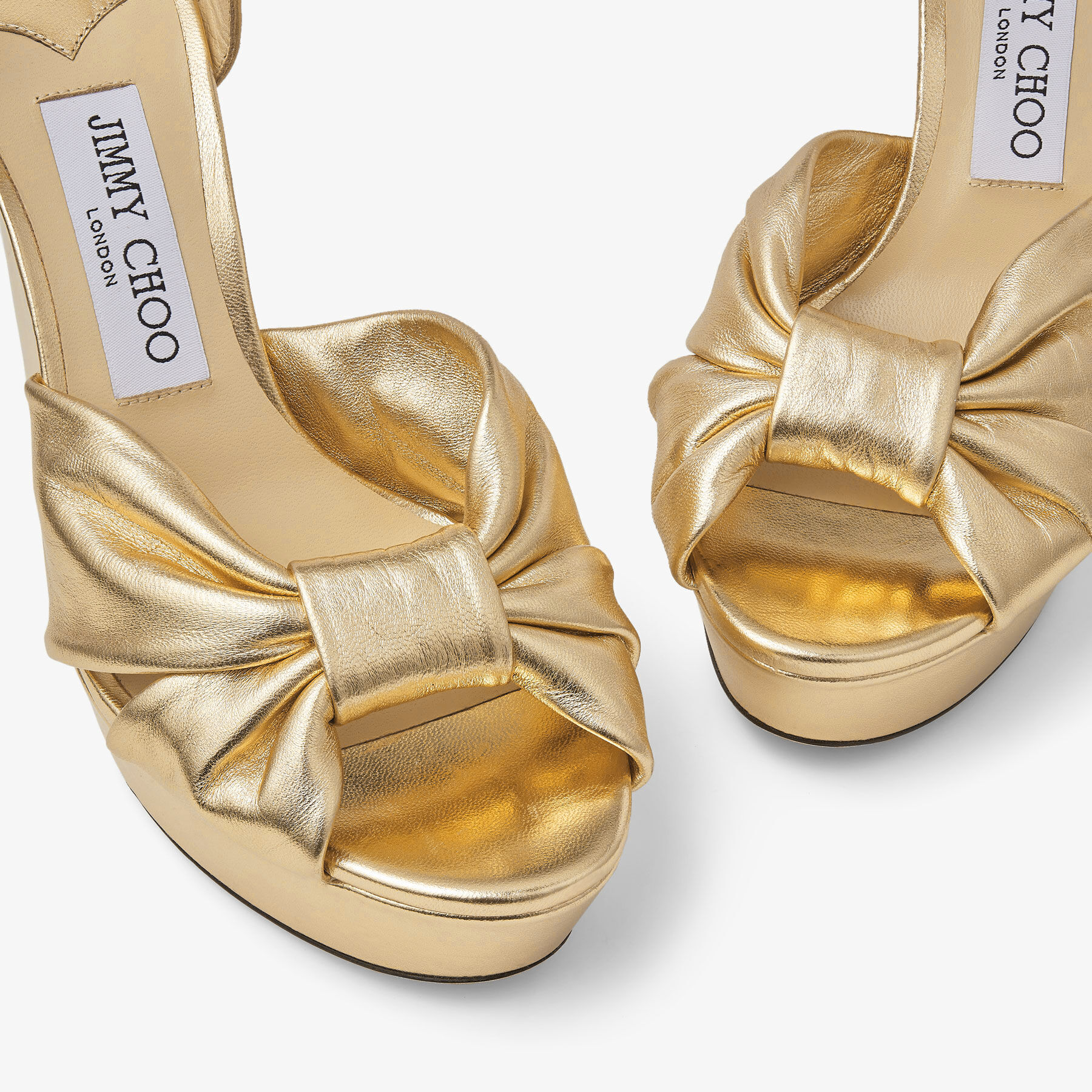 Heloise 120 Gold Metallic Nappa Leather Platform Sandals