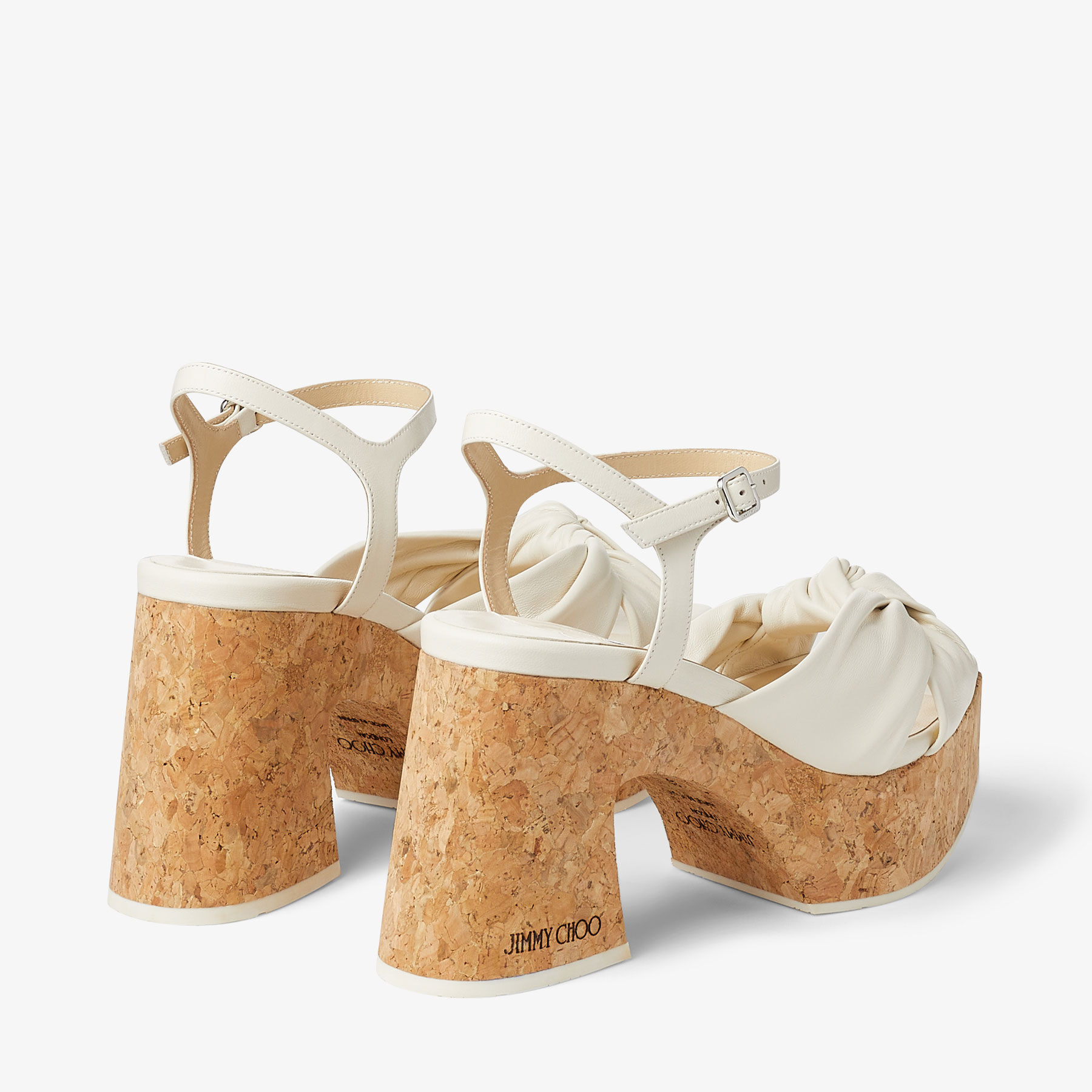 Heloise Wedge 95 Latte Nappa Leather Platform Sandals