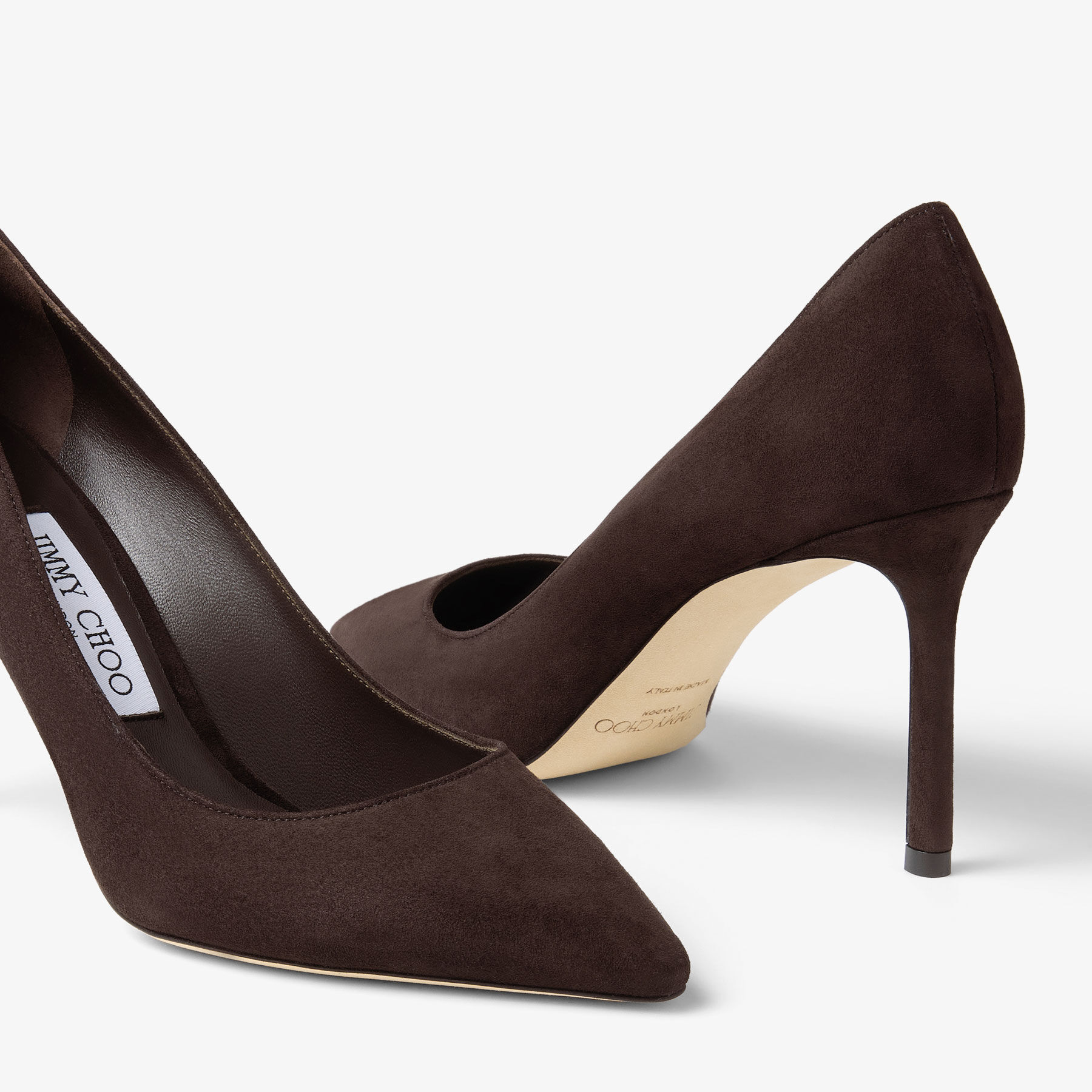 Romy 85 Coffee Tonal Suede Pumps
