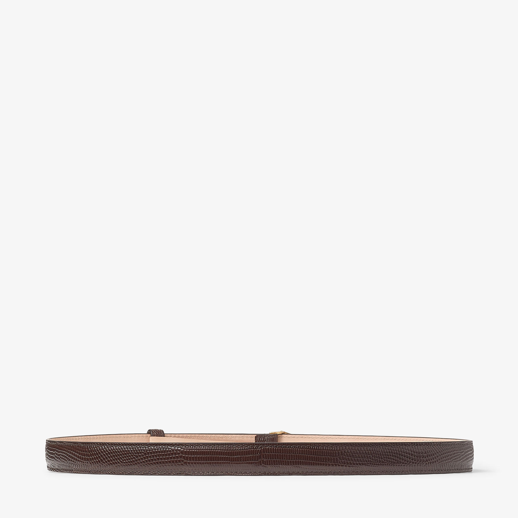 Diamond Clasp Belt Coffee Lizard Printed Leather Belt