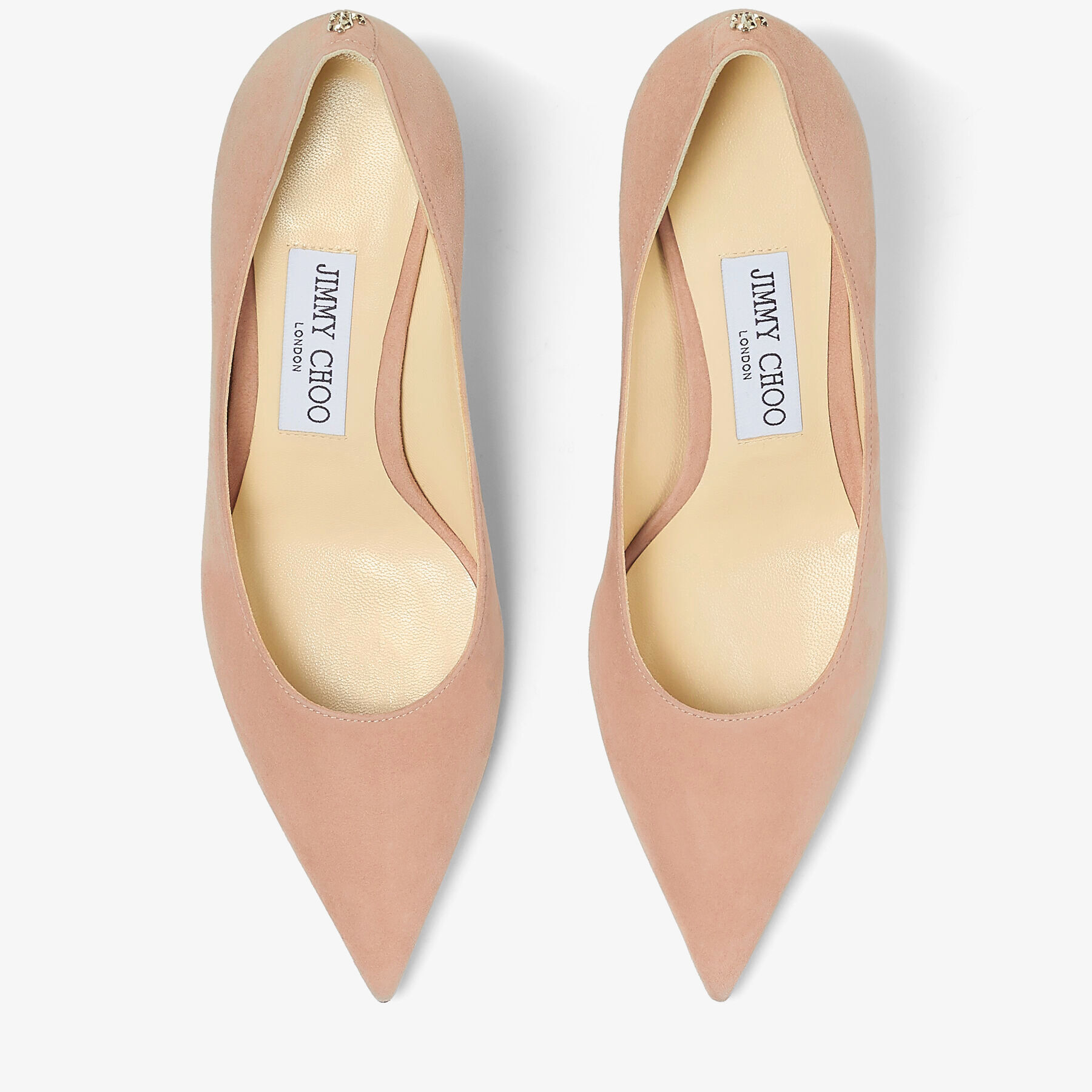 Love 65 Ballet Pink Suede Pointed Pumps with JC Emblem