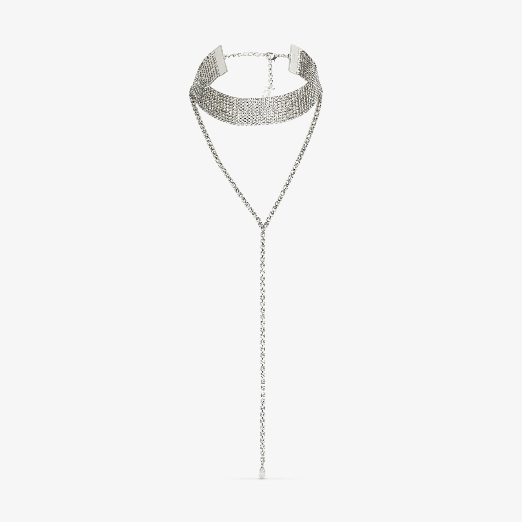 Saeda Necklace Silver-Finish Metal Chain Necklace with Crystal