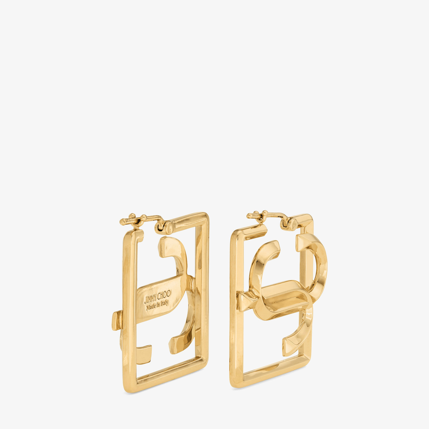 Square JC Hoop Gold-Finish Hoop Earrings