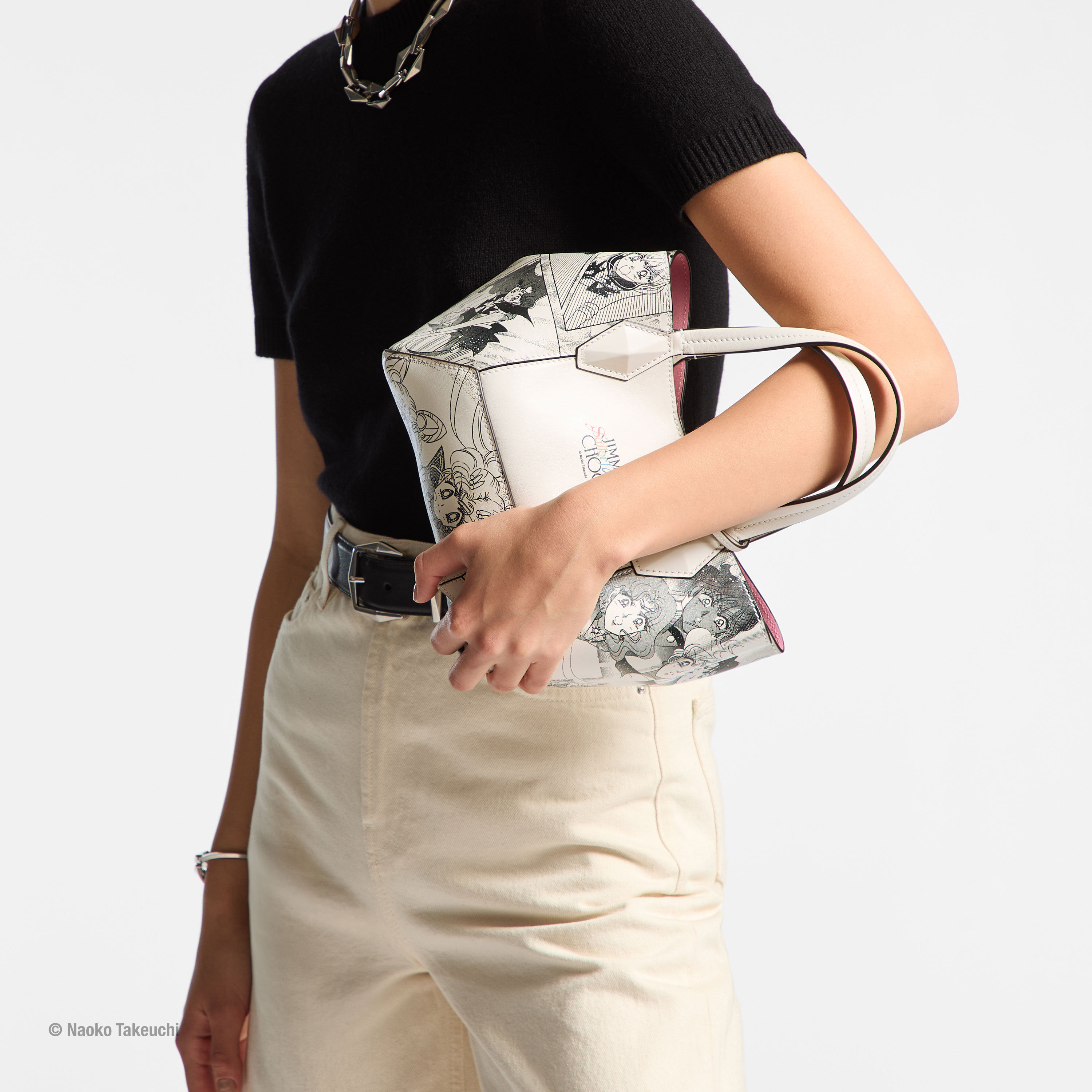 Sailor Guardians  Diamond Tote/S White Manga Print Leather Tote Bag