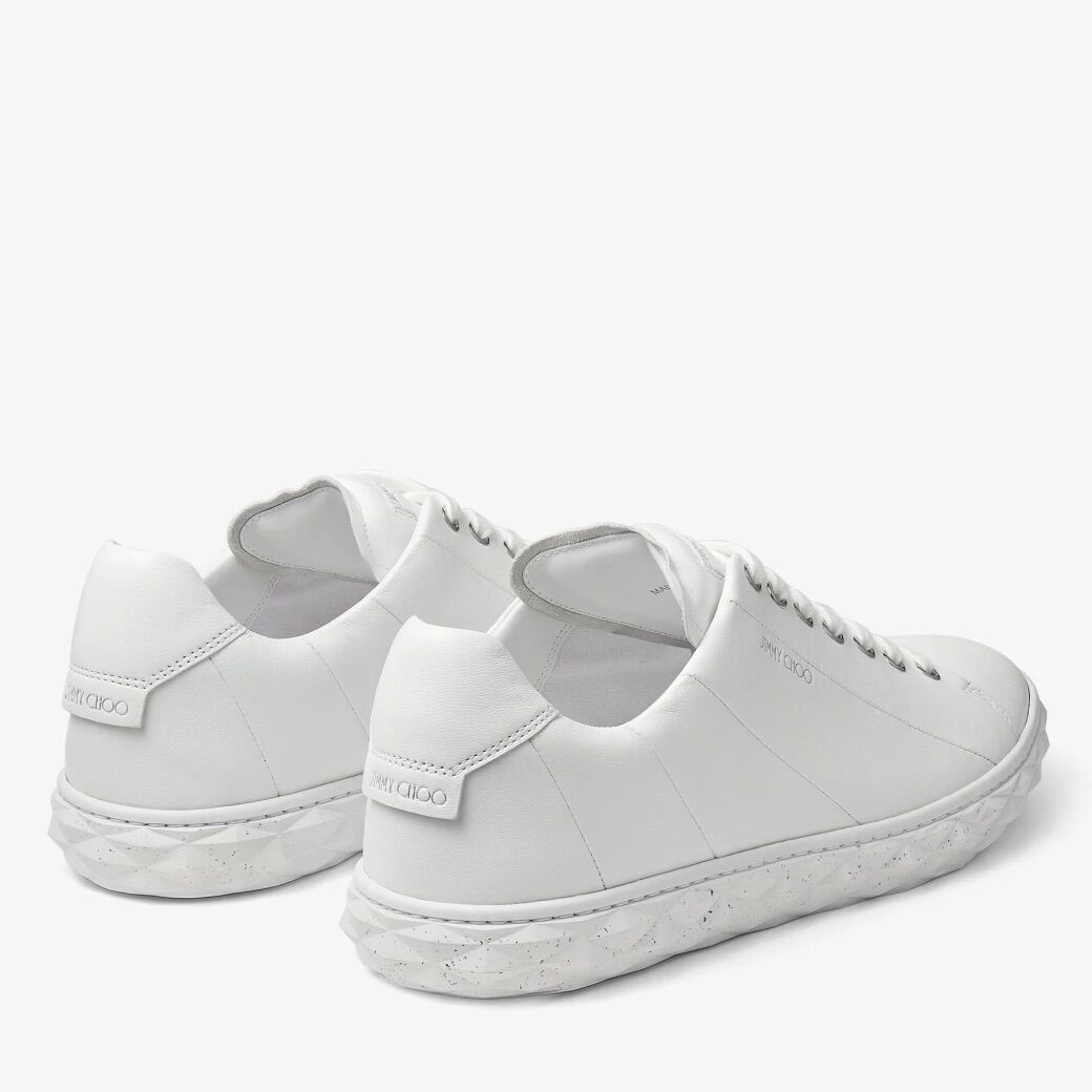 Diamond Light M White Nappa Leather Low-Top Trainers with Flecked Sole